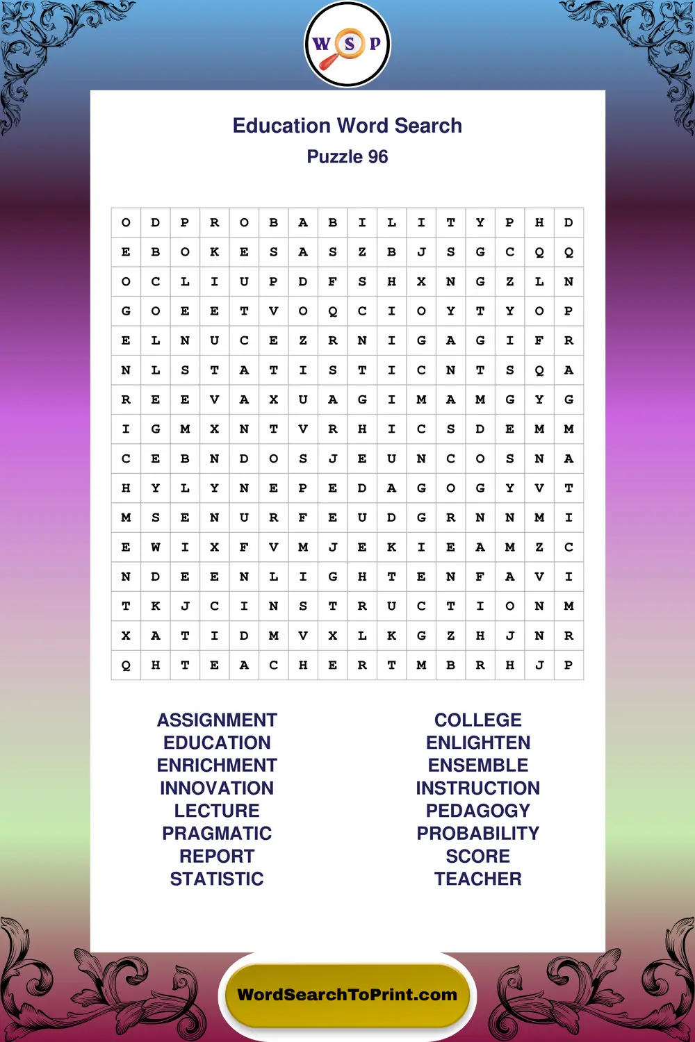 Education Word Search Puzzle 96