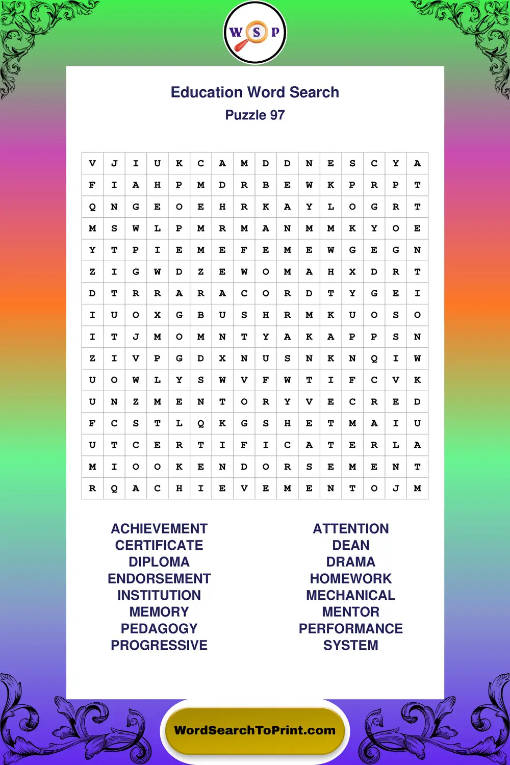 Education Word Search Puzzle 97