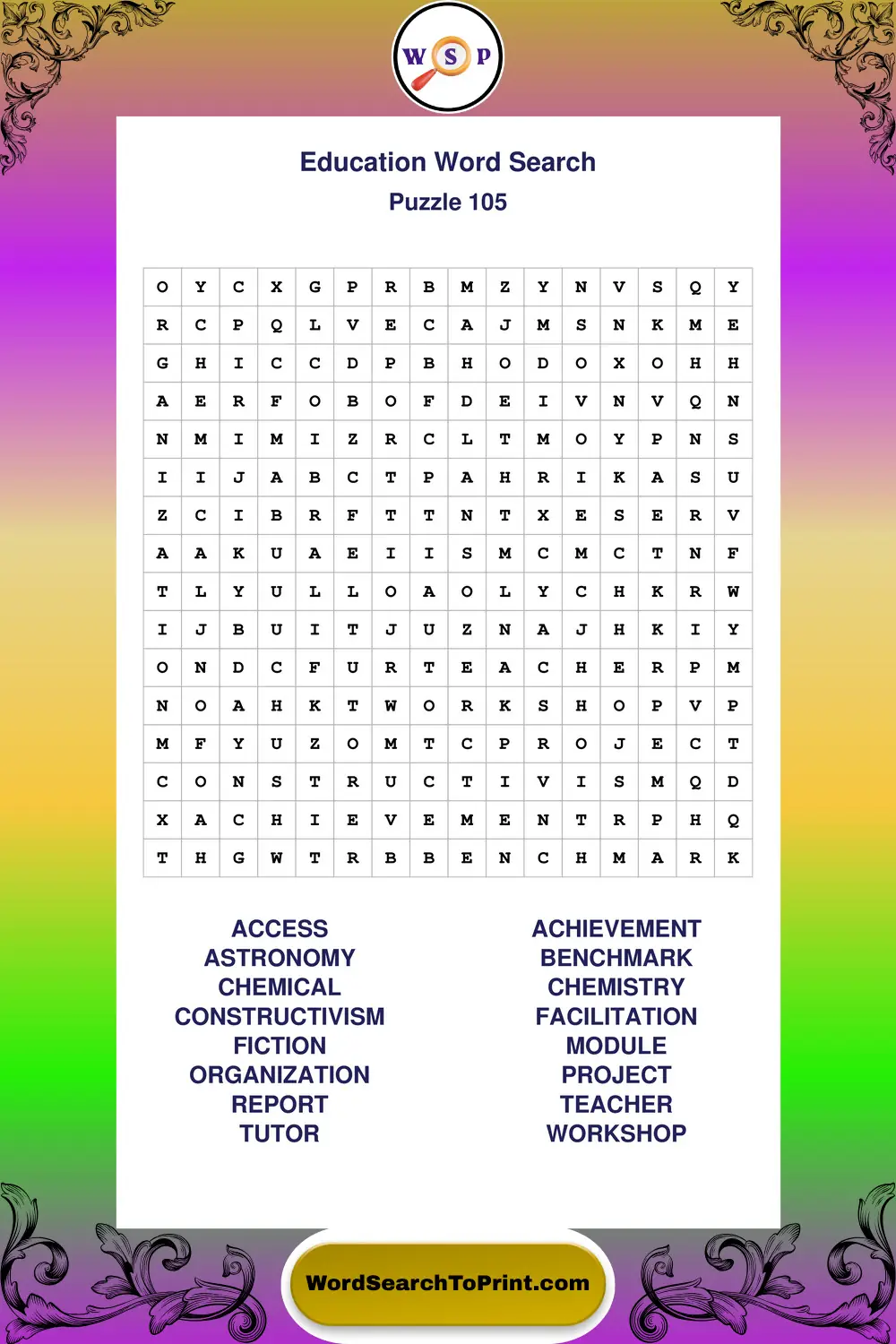Education Word Search Puzzle 105