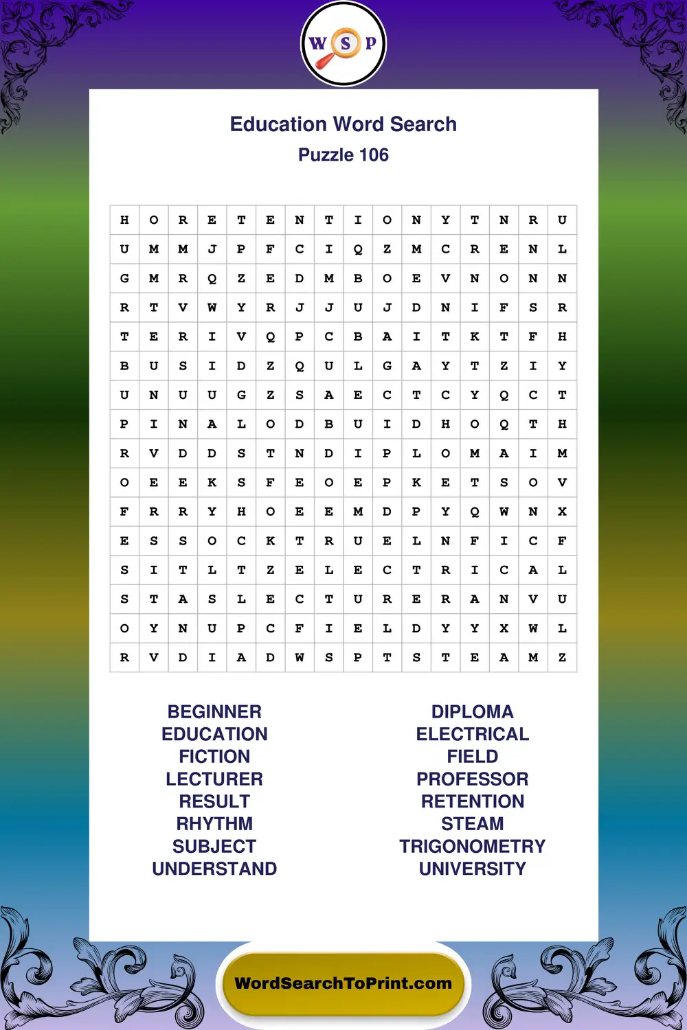 Education Word Search Puzzle 106