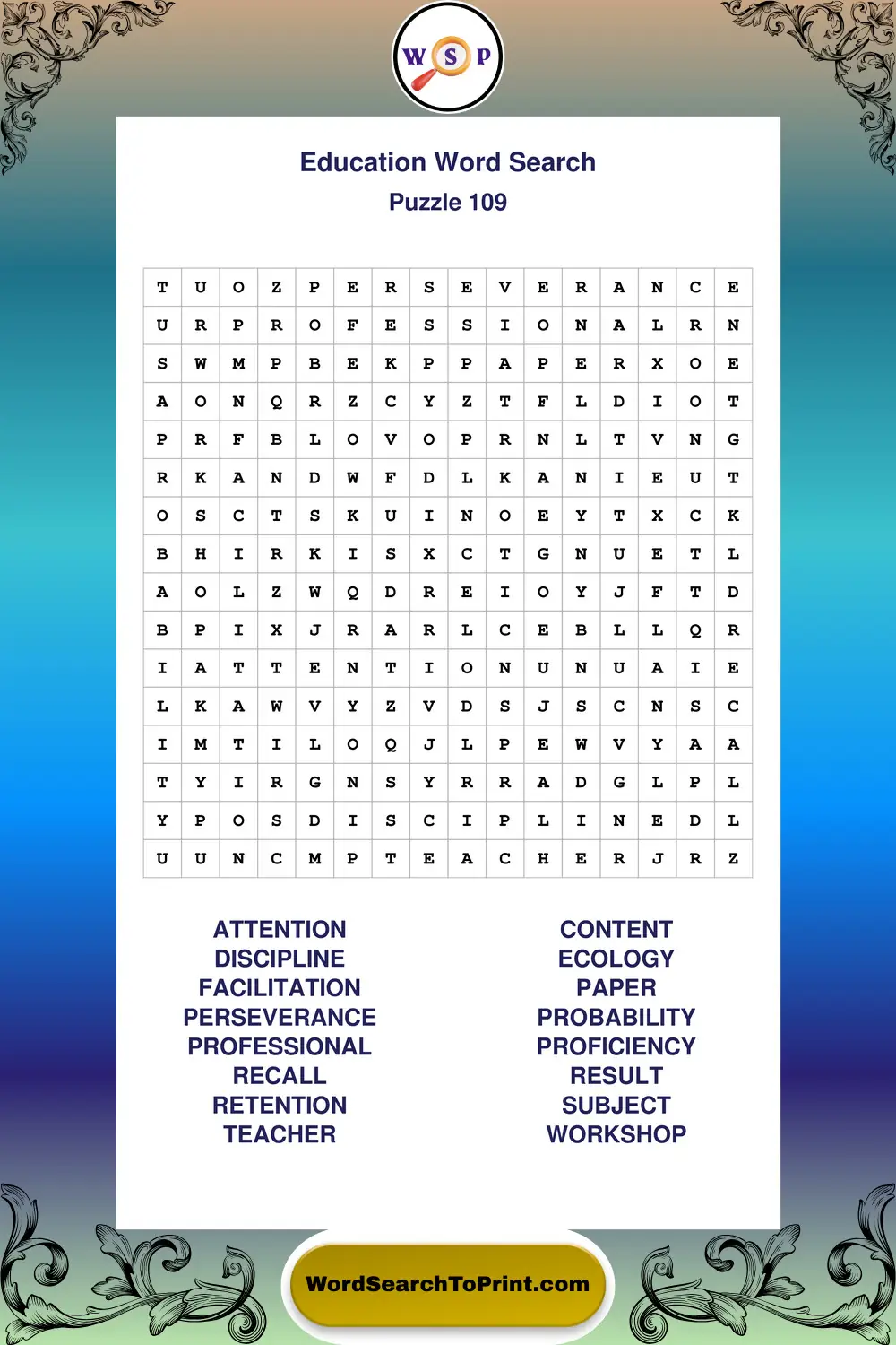 Education Word Search Puzzle 109