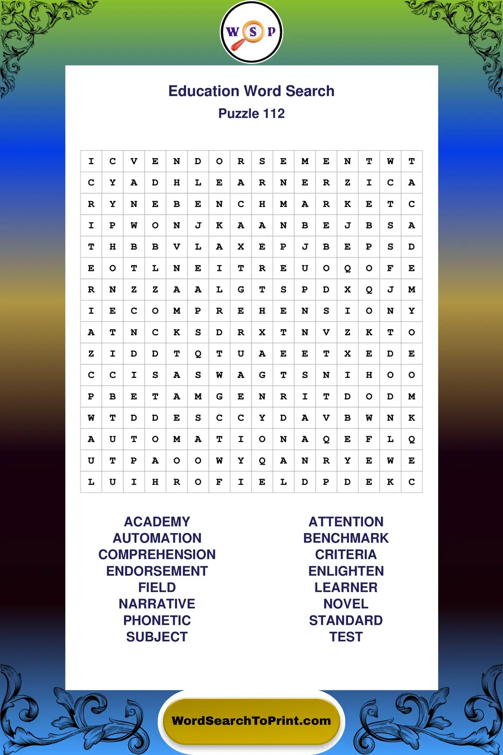 Education Word Search Puzzle 112