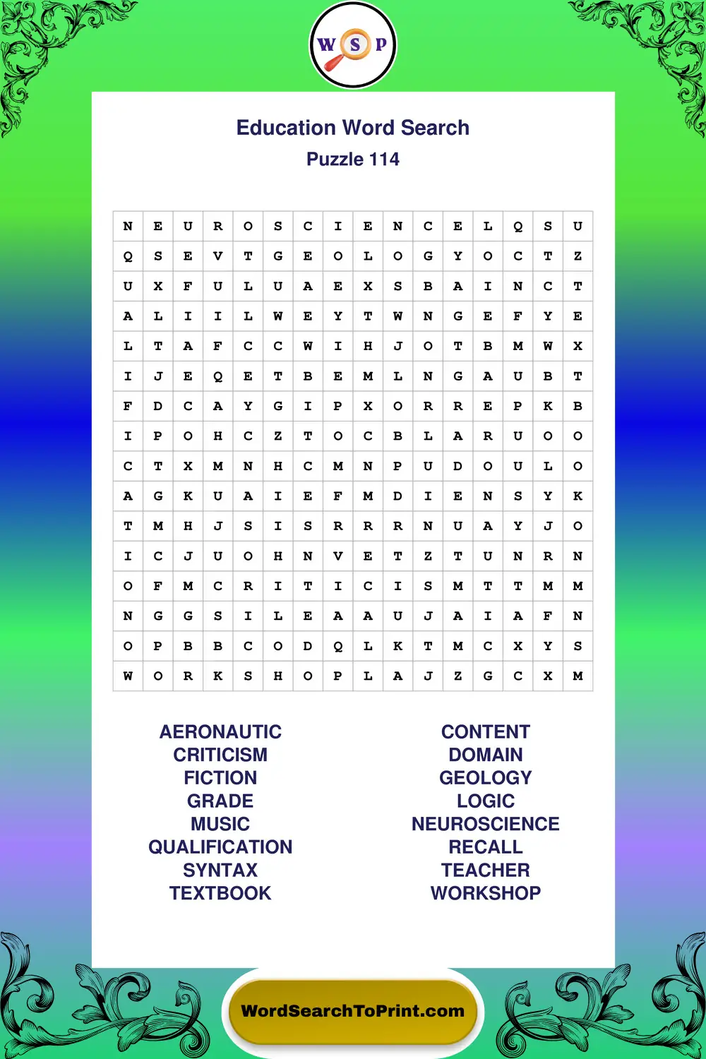 Education Word Search Puzzle 114