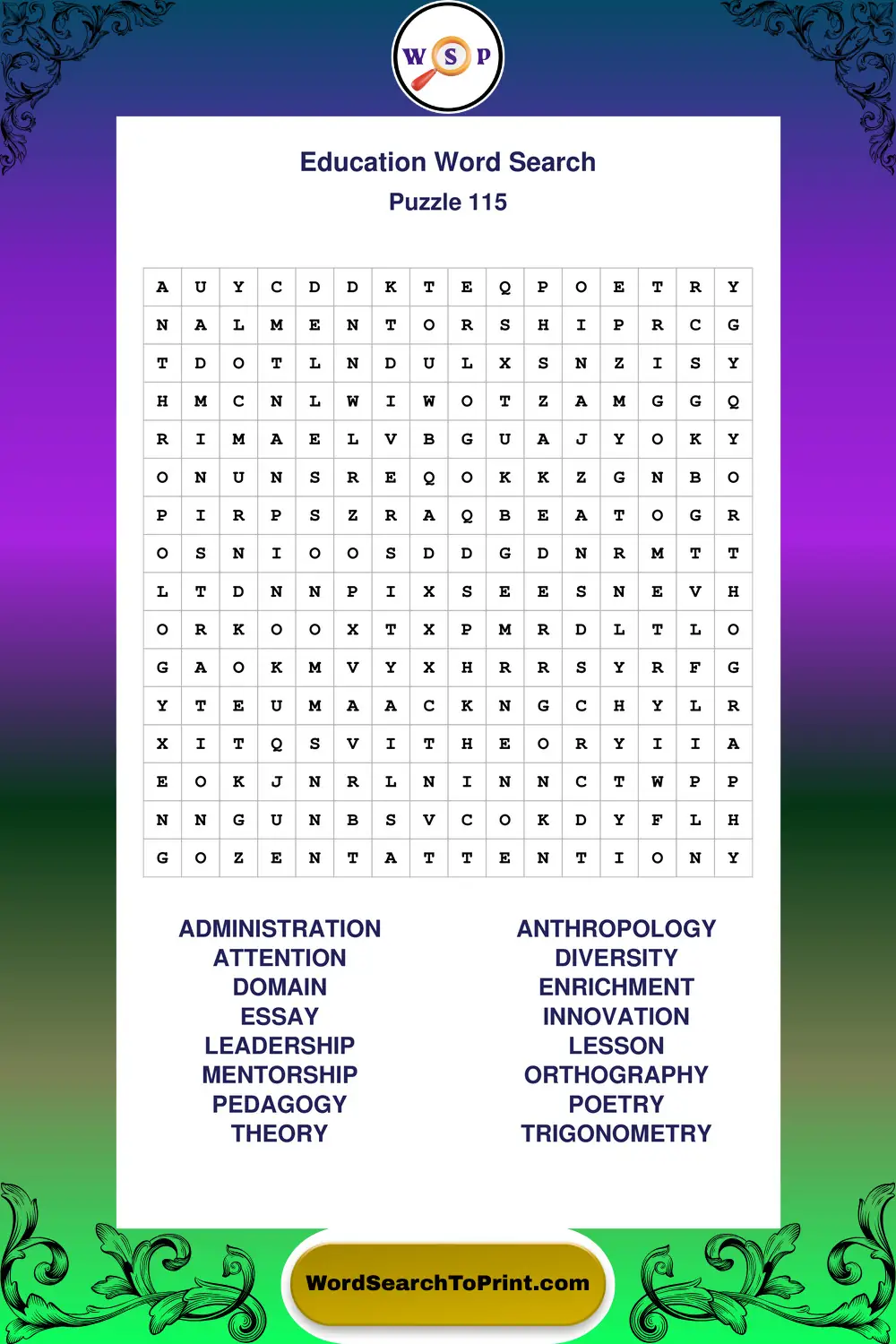 Education Word Search Puzzle 115