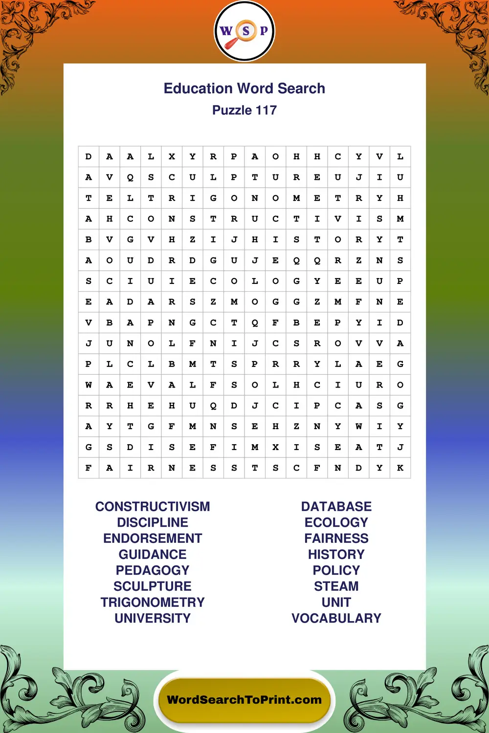 Education Word Search Puzzle 117