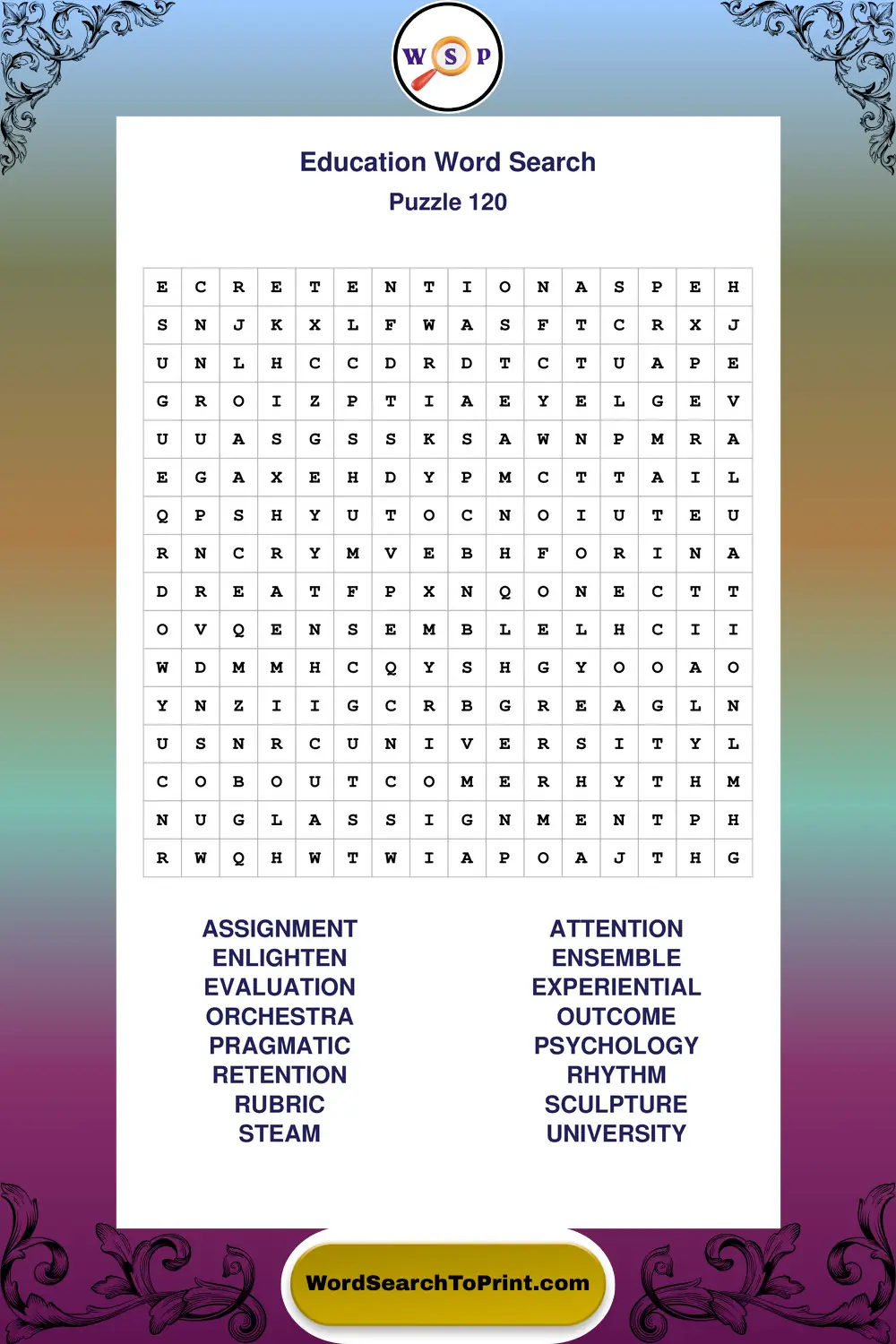 Education Word Search Puzzle 120