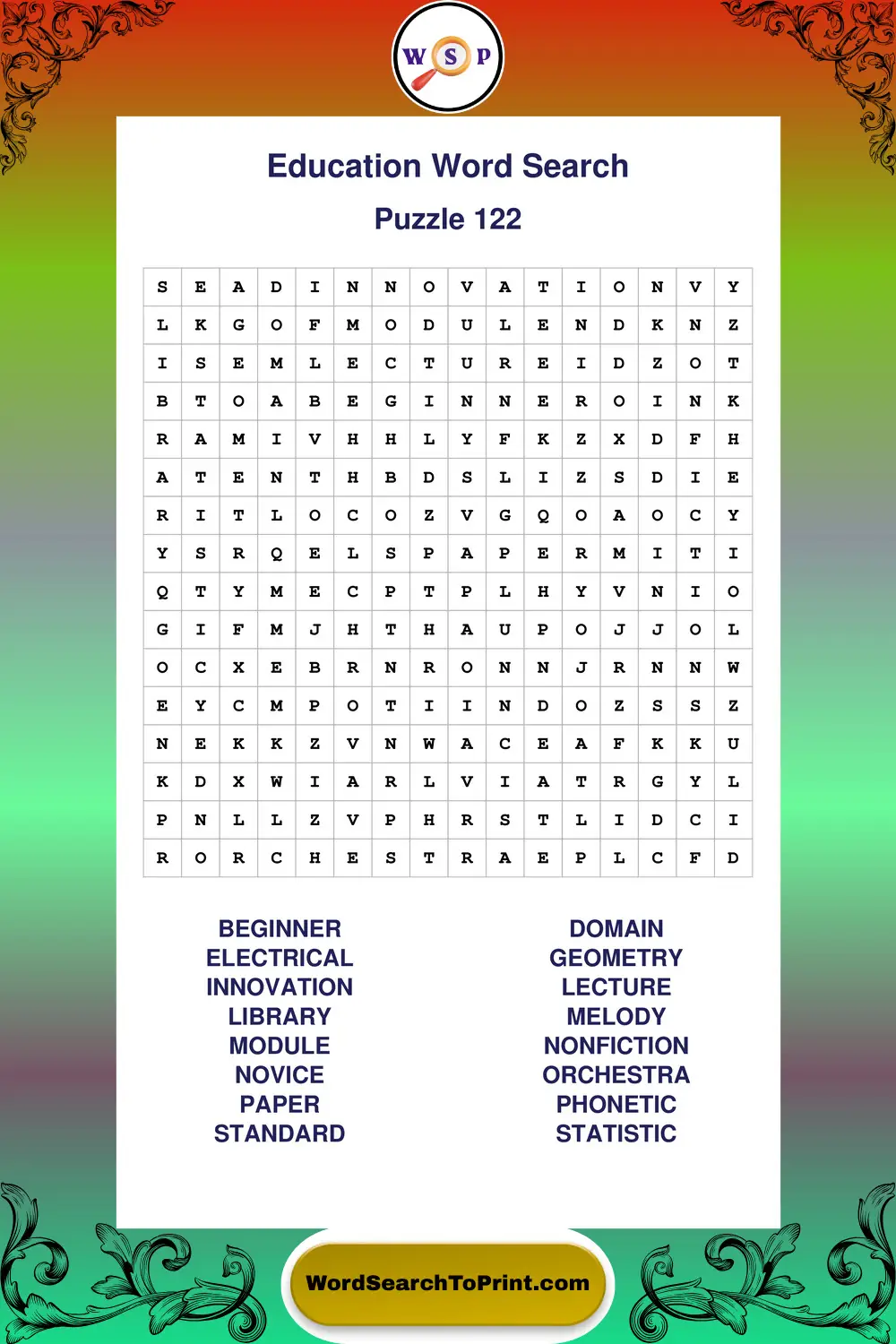 Education Word Search Puzzle 122
