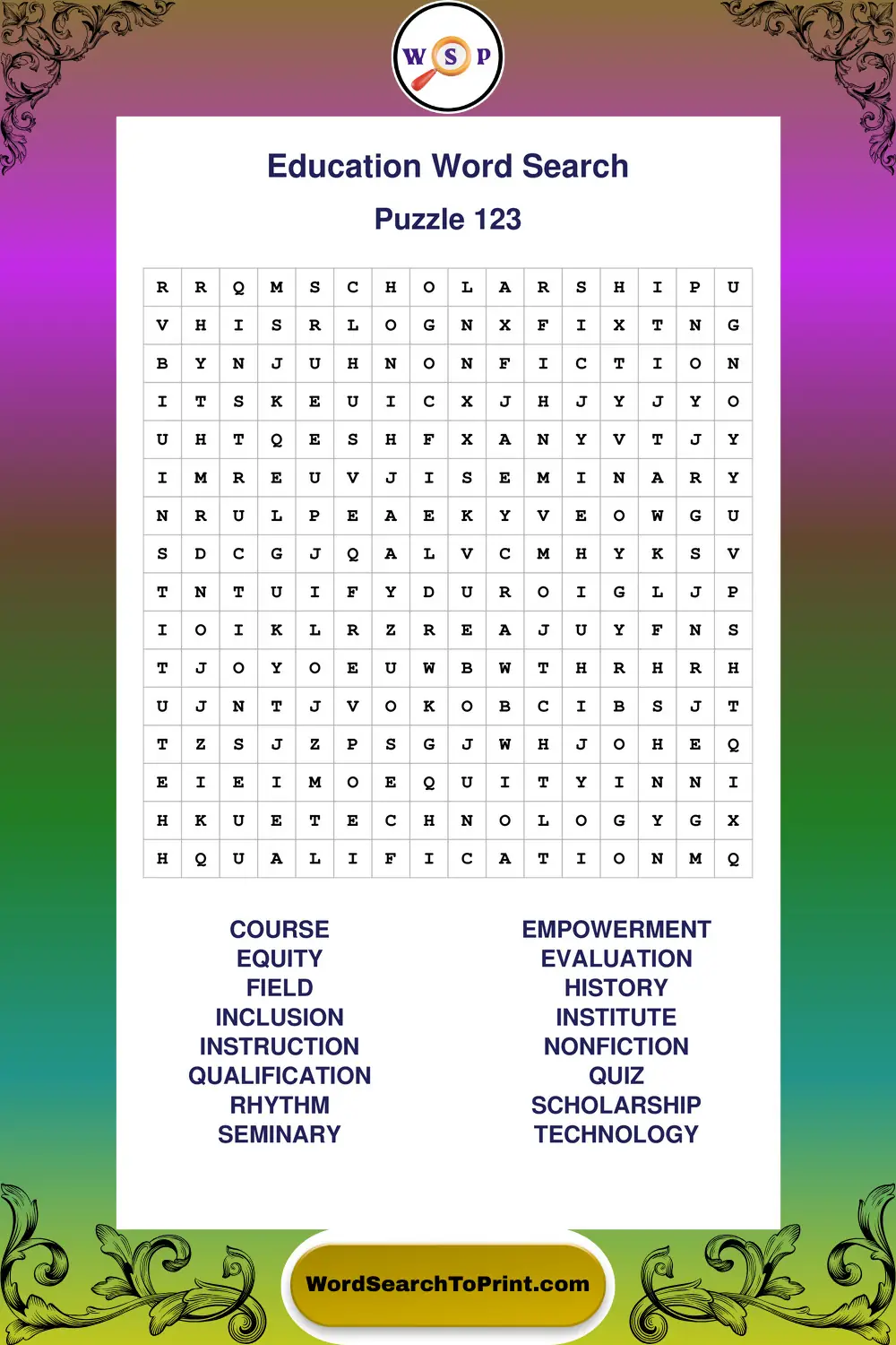Education Word Search Puzzle 123