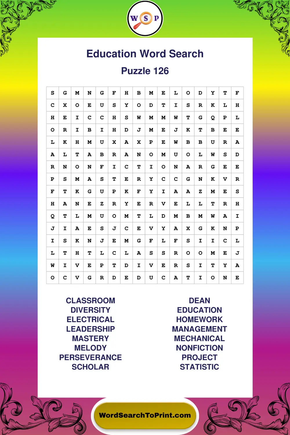 Education Word Search Puzzle 126