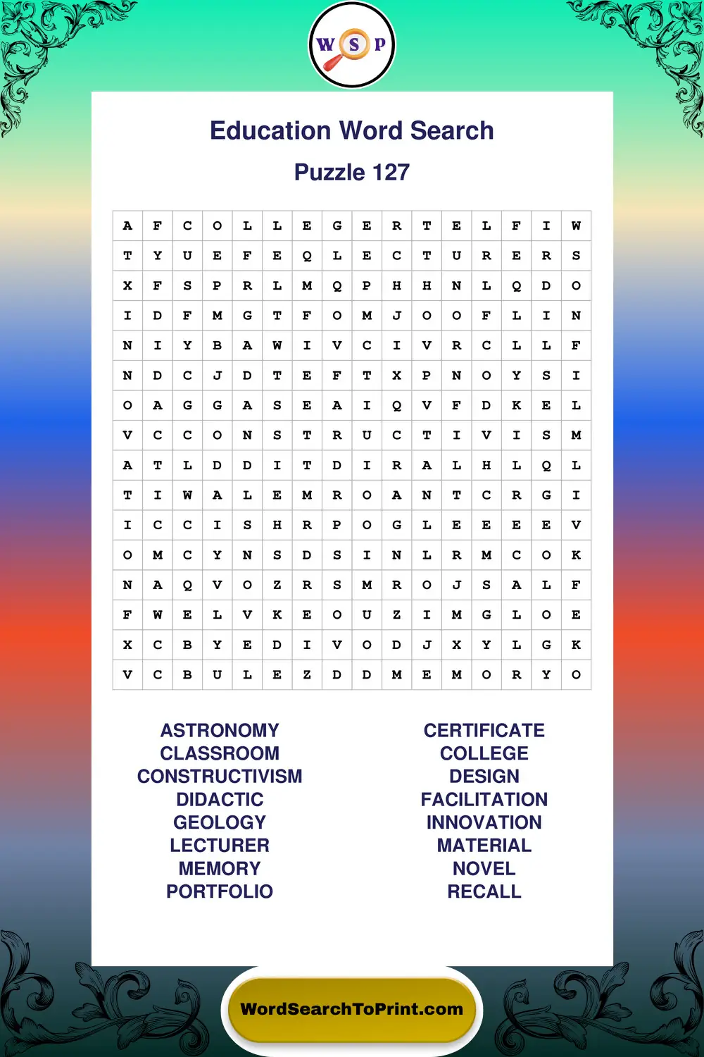 Education Word Search Puzzle 127