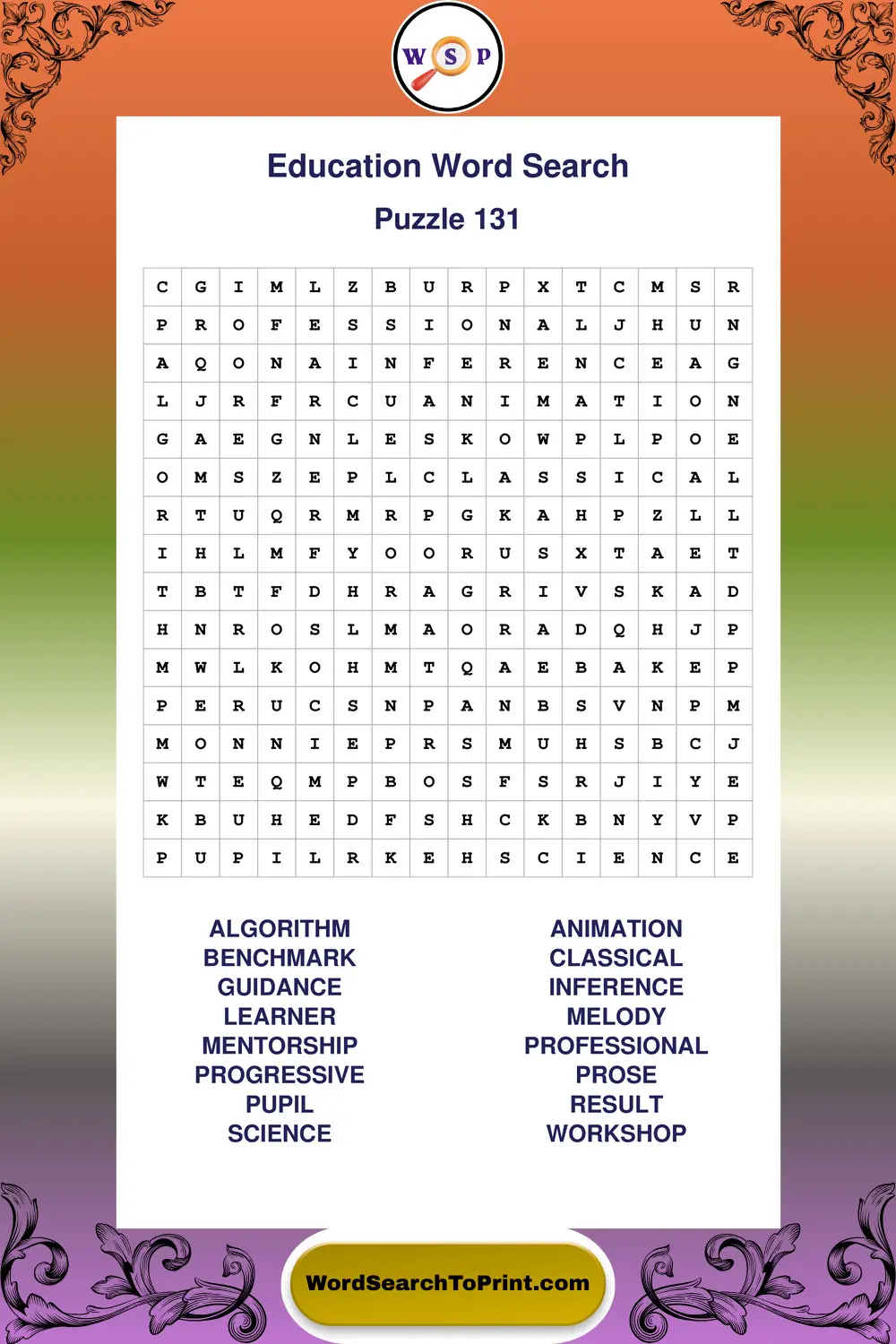 Education Word Search Puzzle 131
