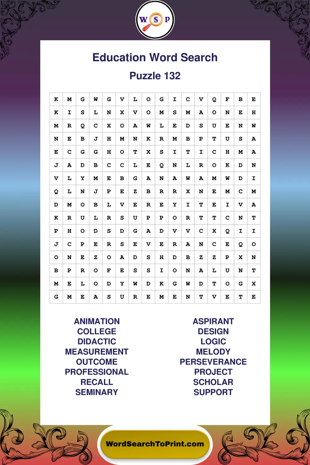 Education Word Search Puzzle 132