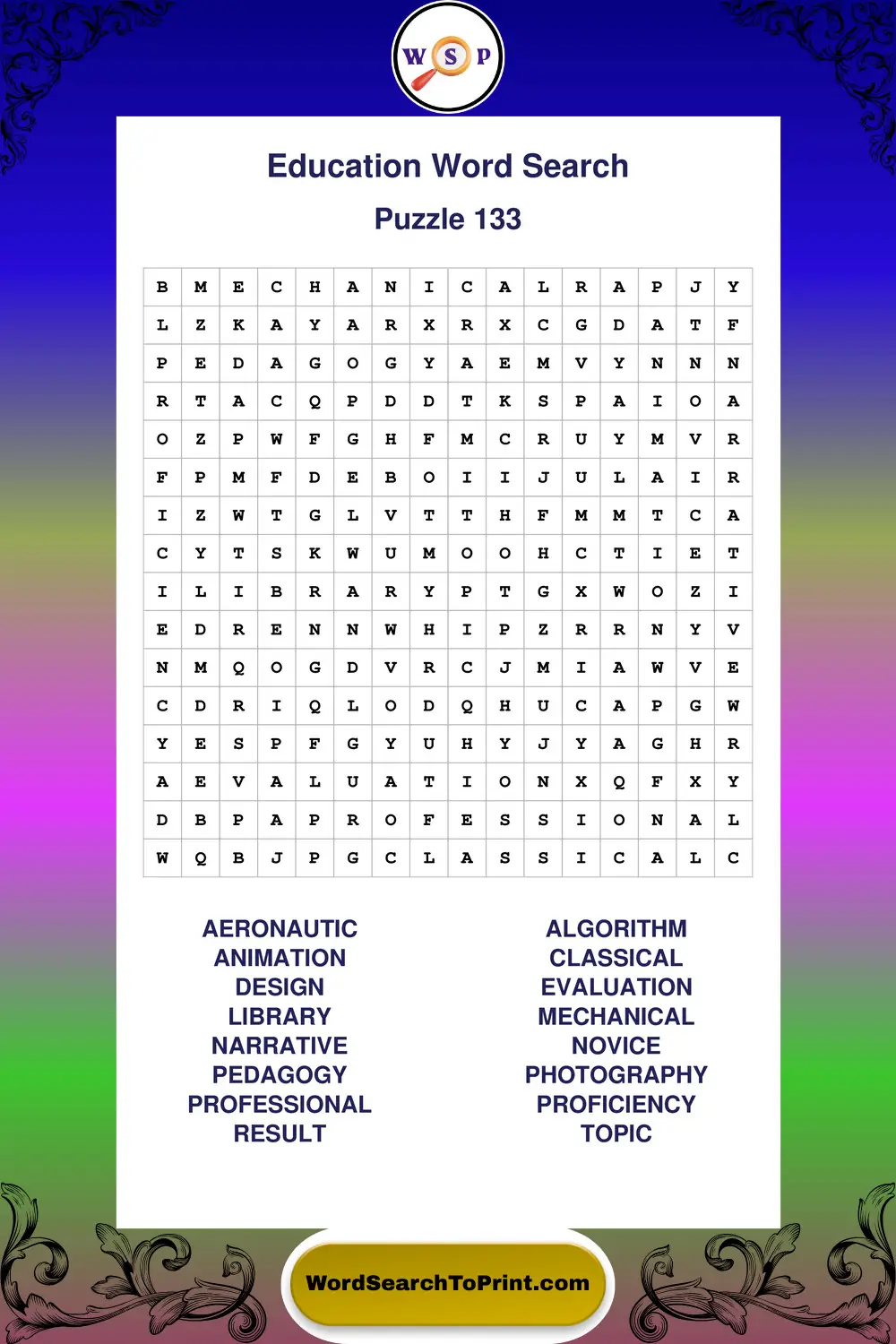 Education Word Search Puzzle 133