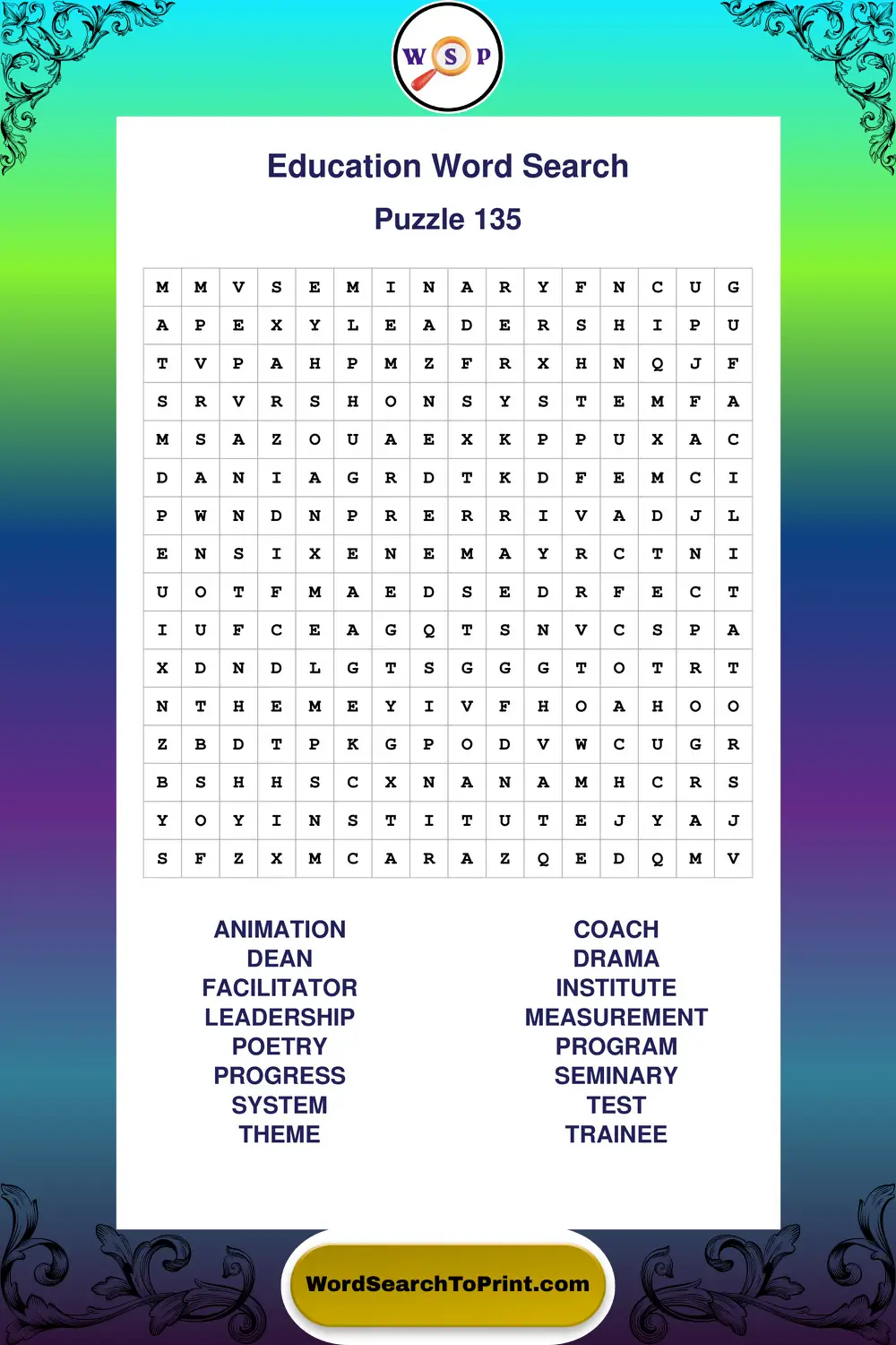 Education Word Search Puzzle 135