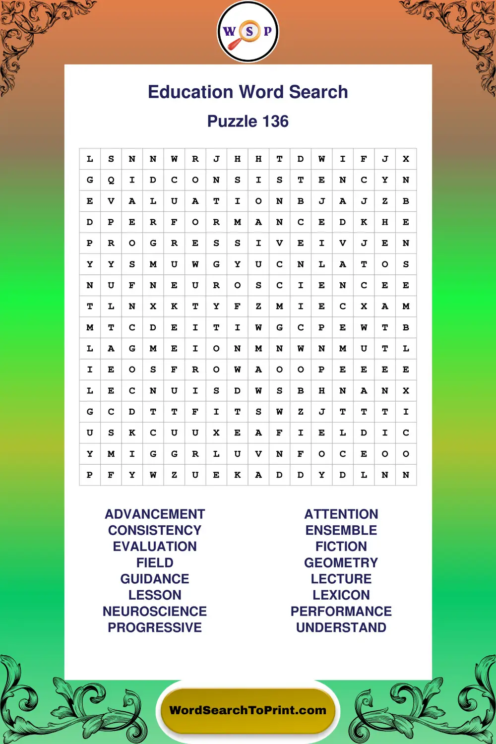 Education Word Search Puzzle 136