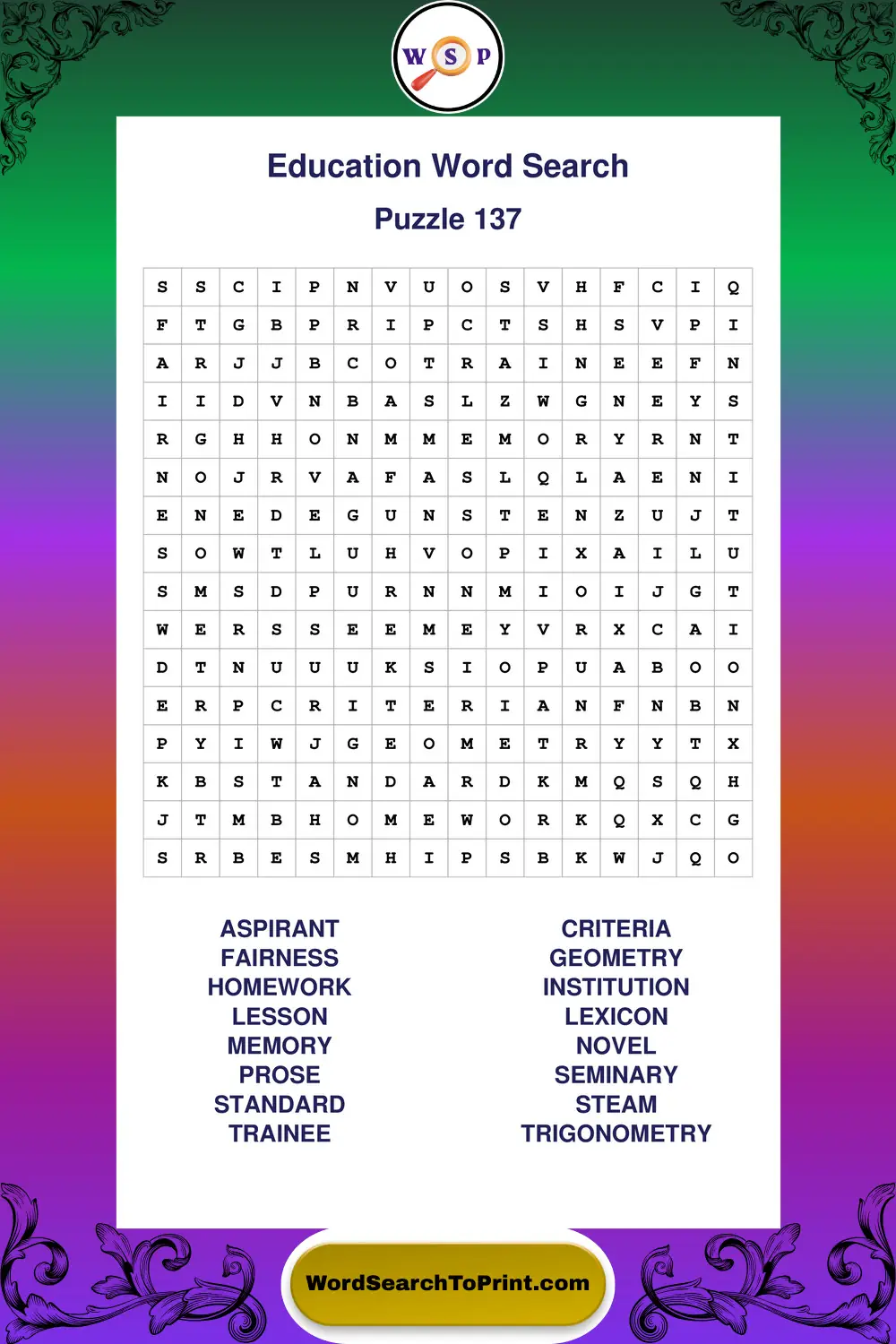 Education Word Search Puzzle 137