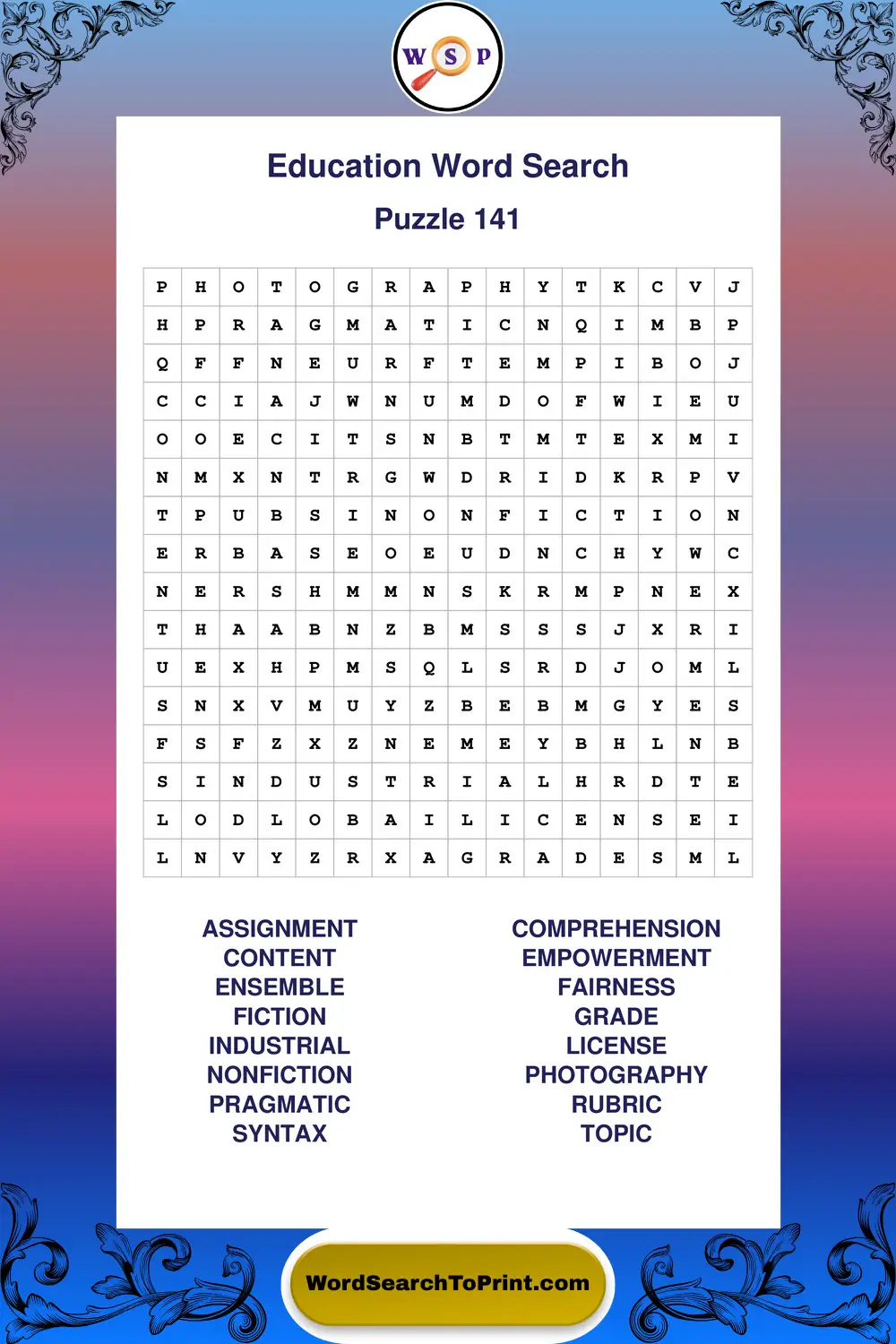 Education Word Search Puzzle 141