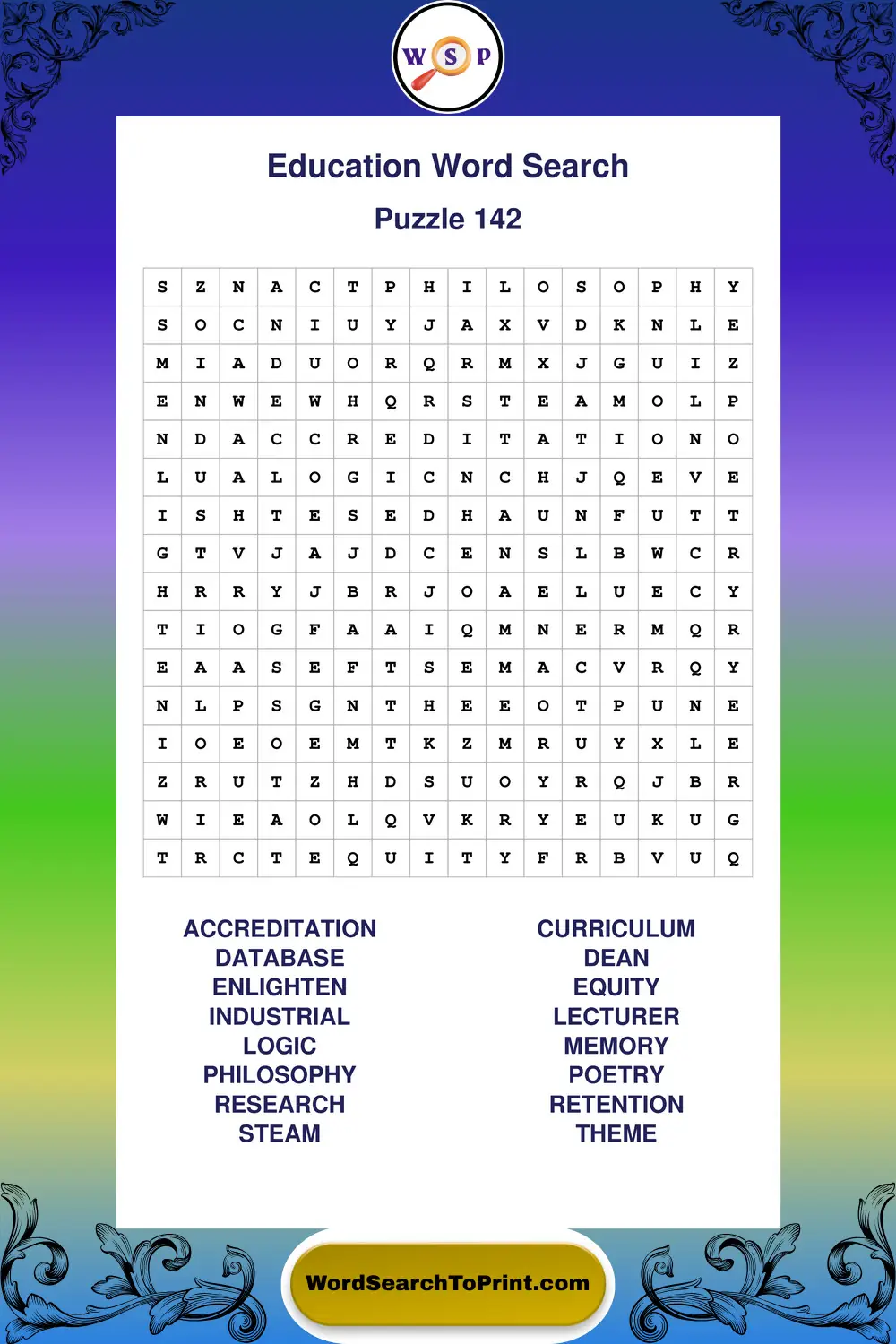 Education Word Search Puzzle 142