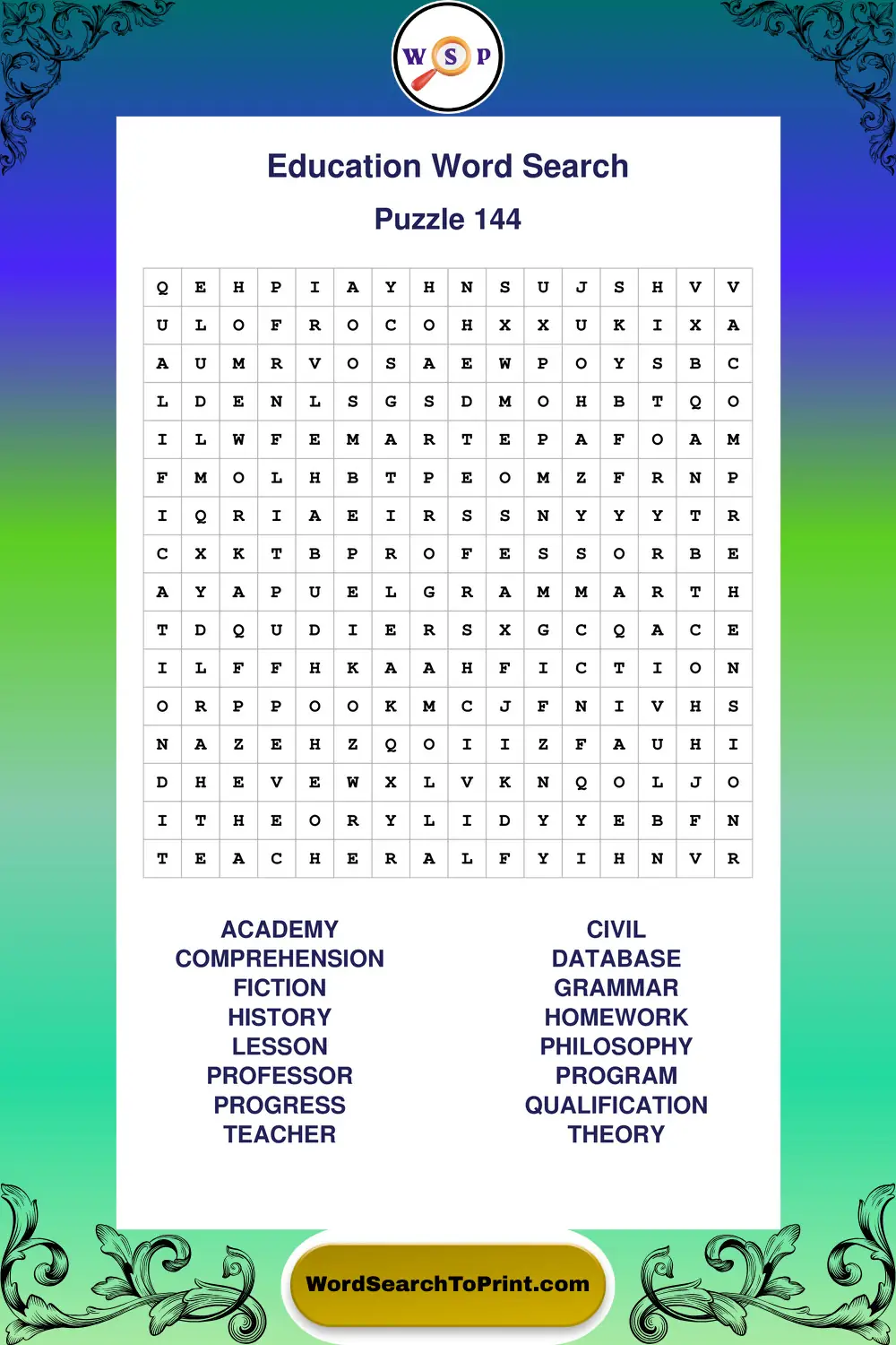Education Word Search Puzzle 144