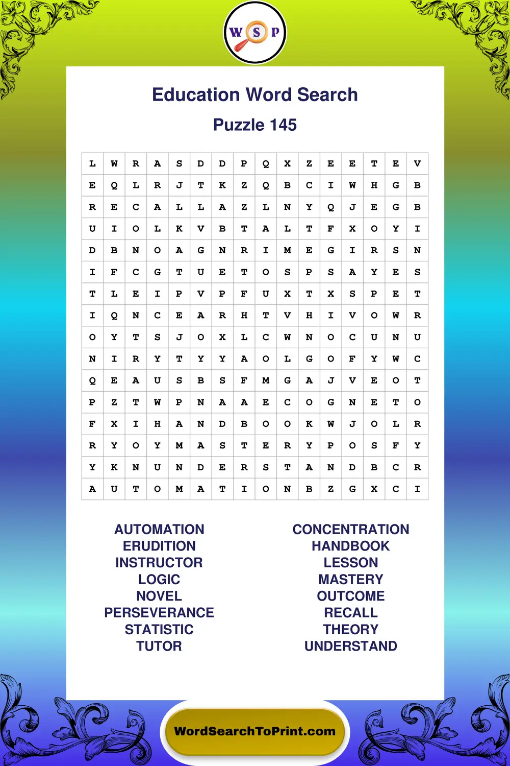 Education Word Search Puzzle 145