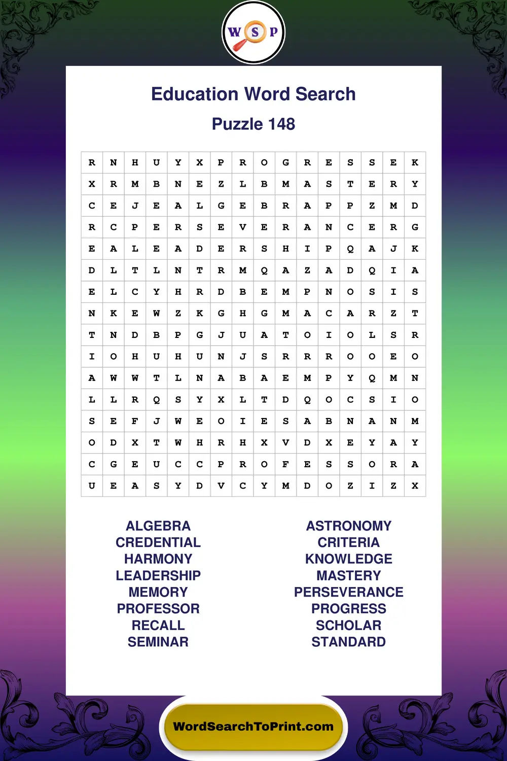Education Word Search Puzzle 148
