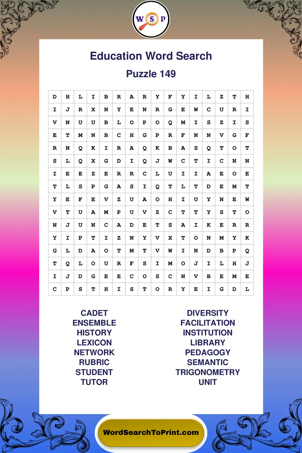 Education Word Search Puzzle 149