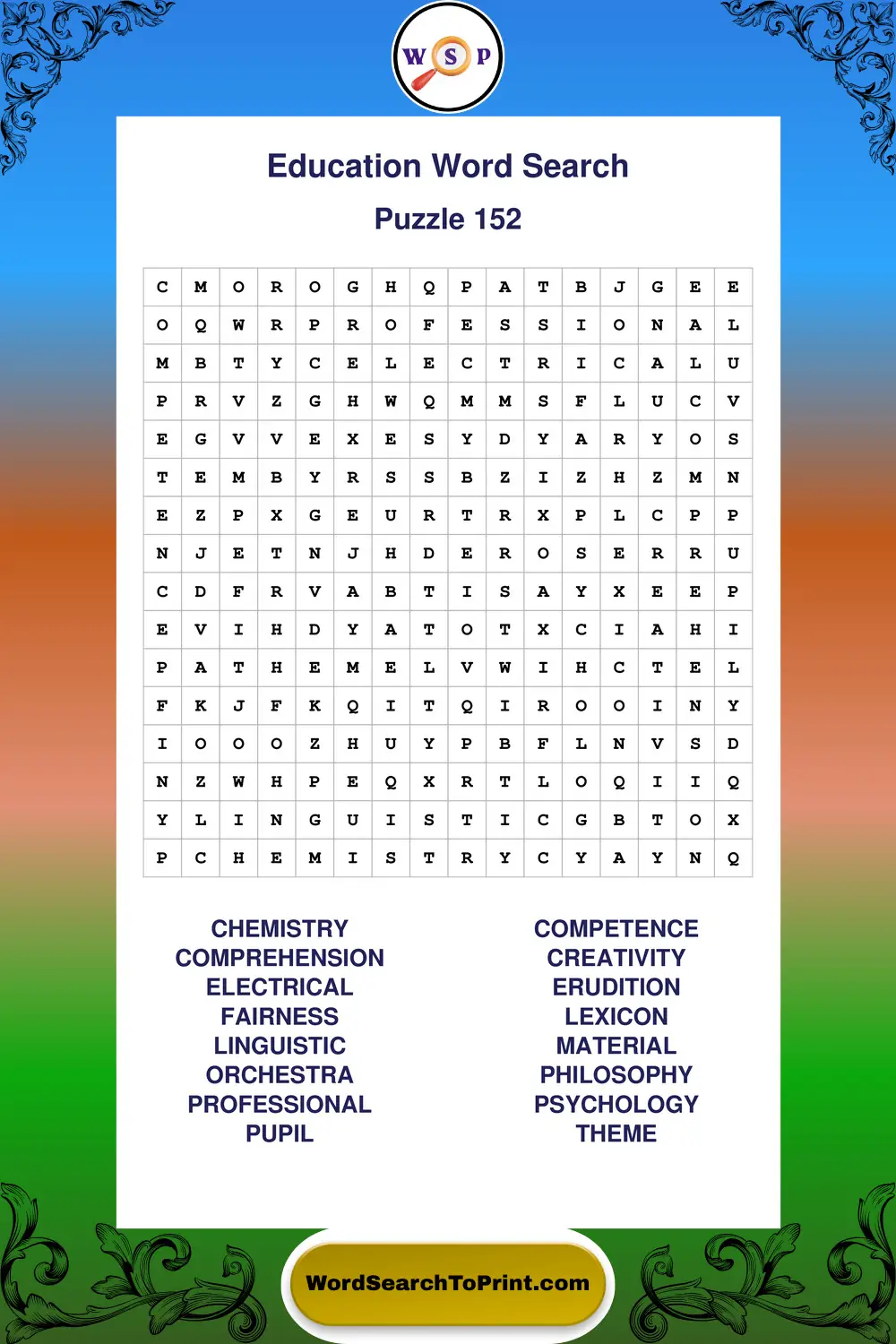 Education Word Search Puzzle 152
