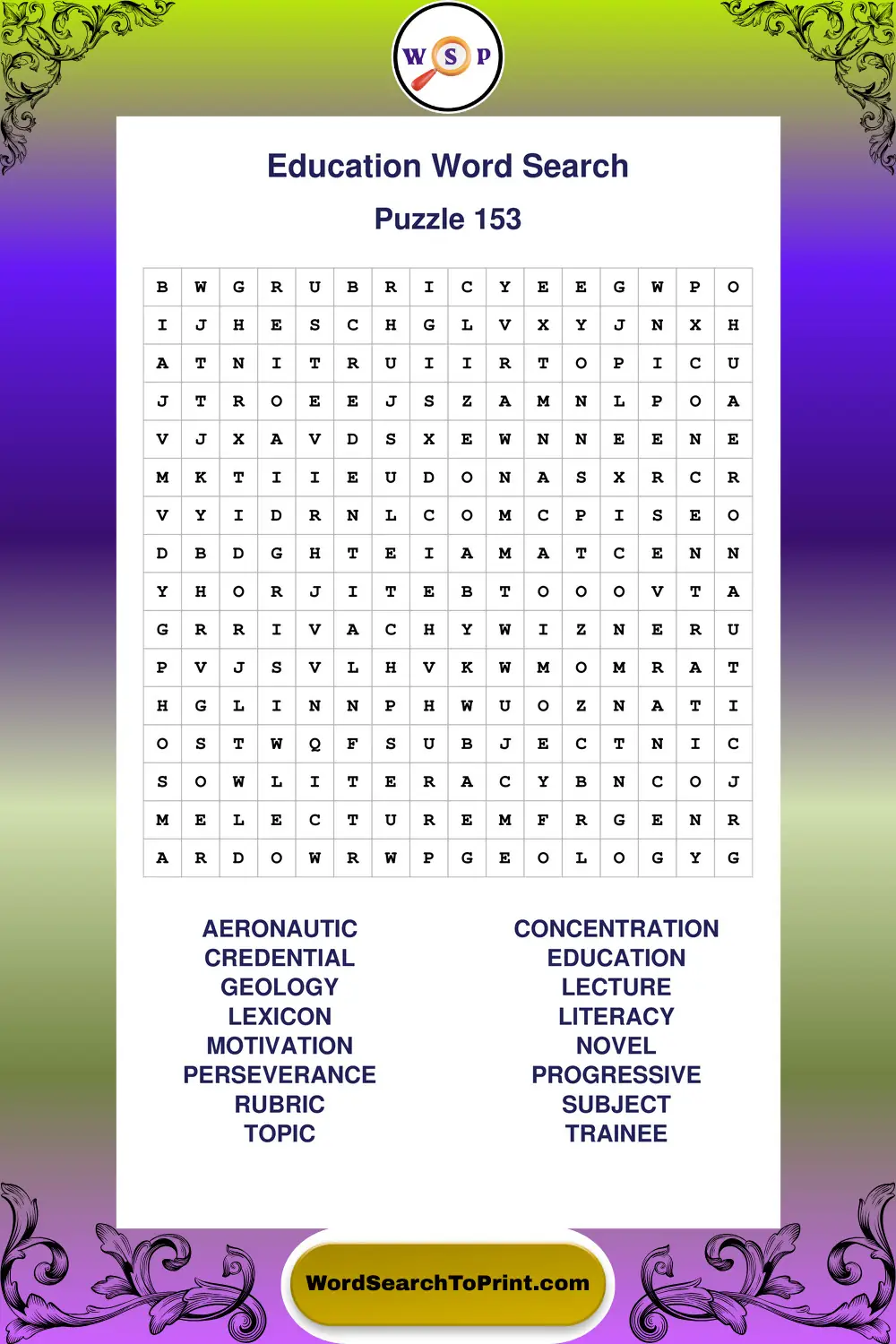 Education Word Search Puzzle 153