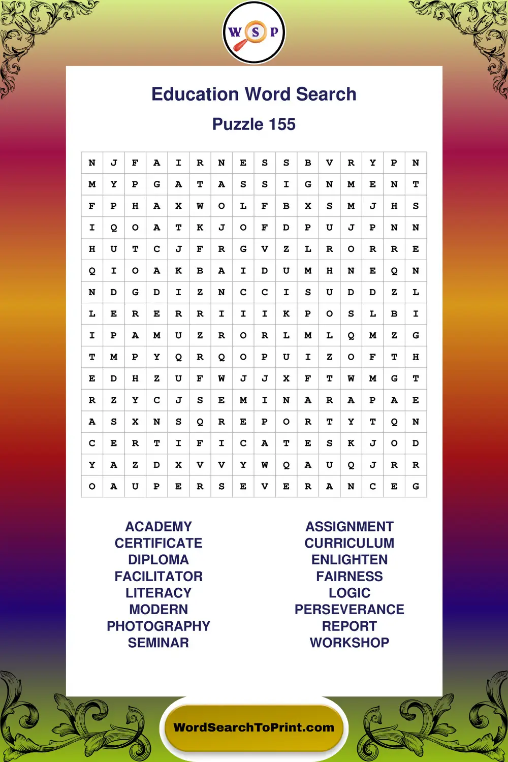 Education Word Search Puzzle 155