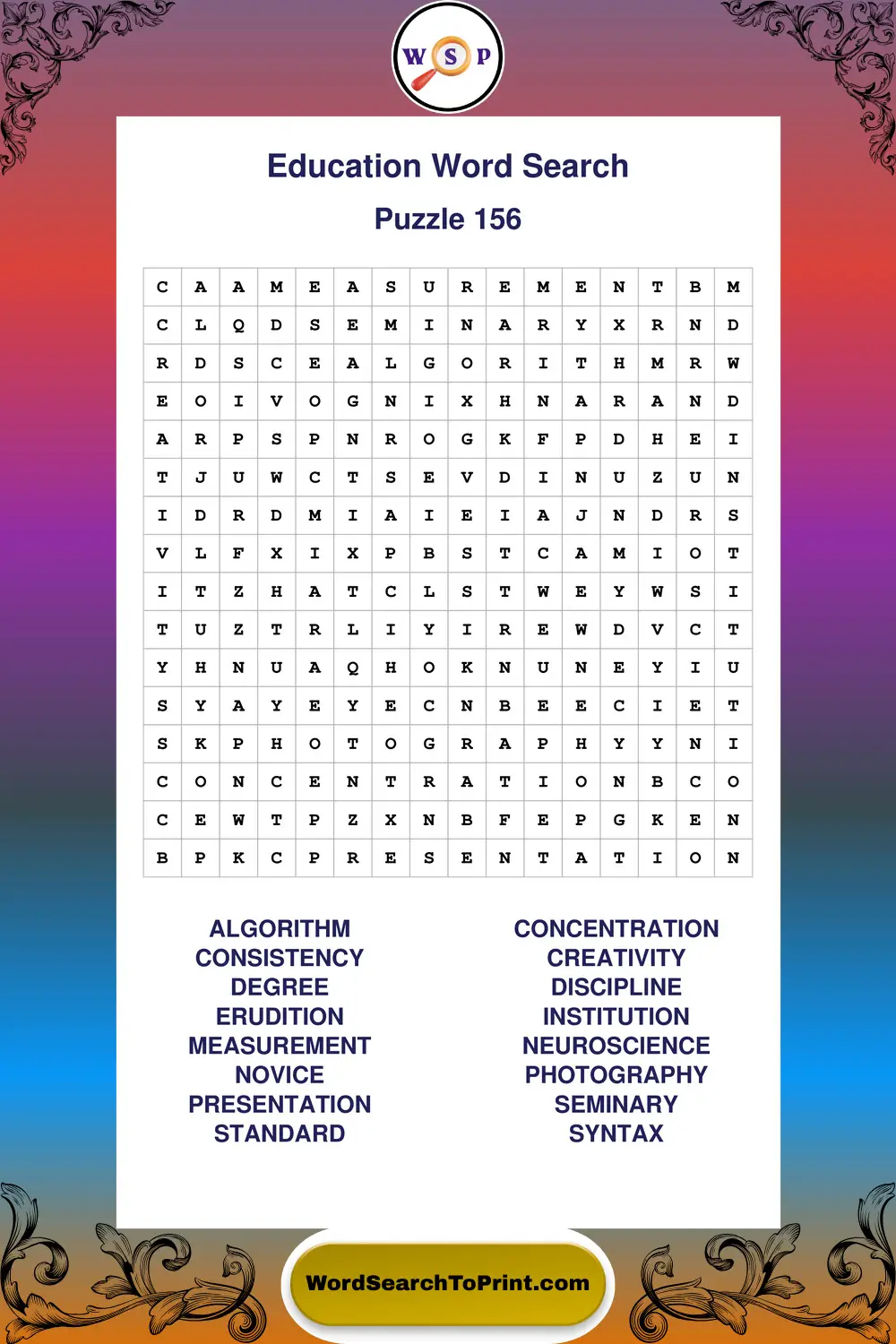 Education Word Search Puzzle 156