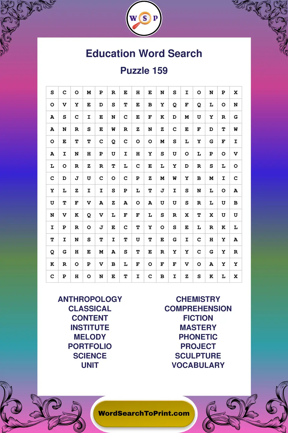 Education Word Search Puzzle 159