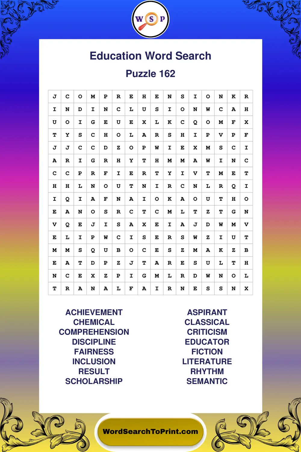 Education Word Search Puzzle 162