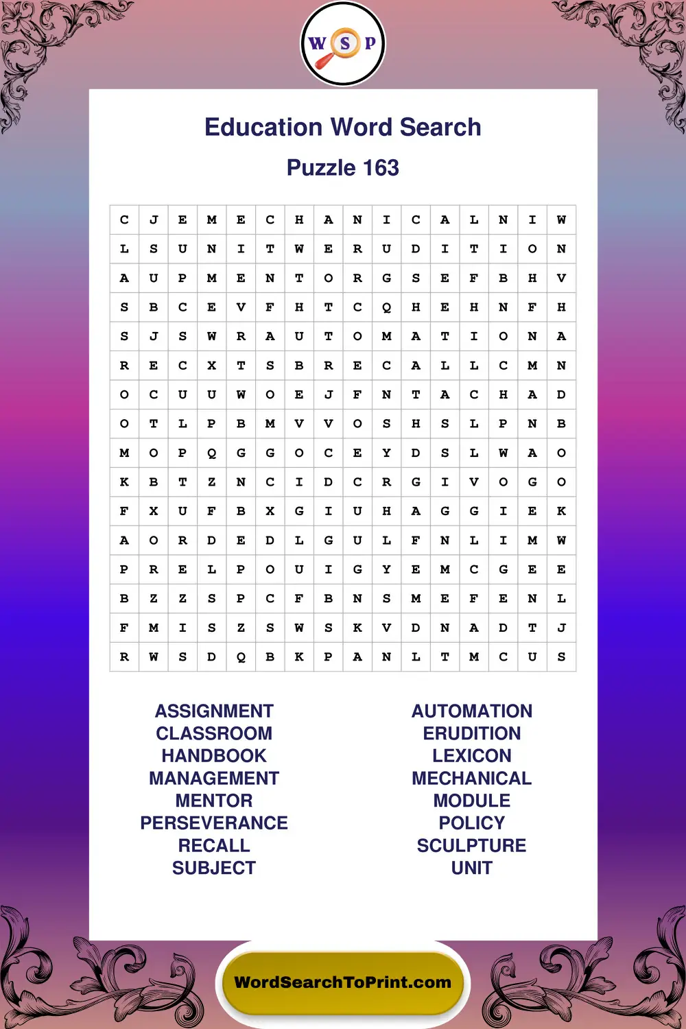 Education Word Search Puzzle 163