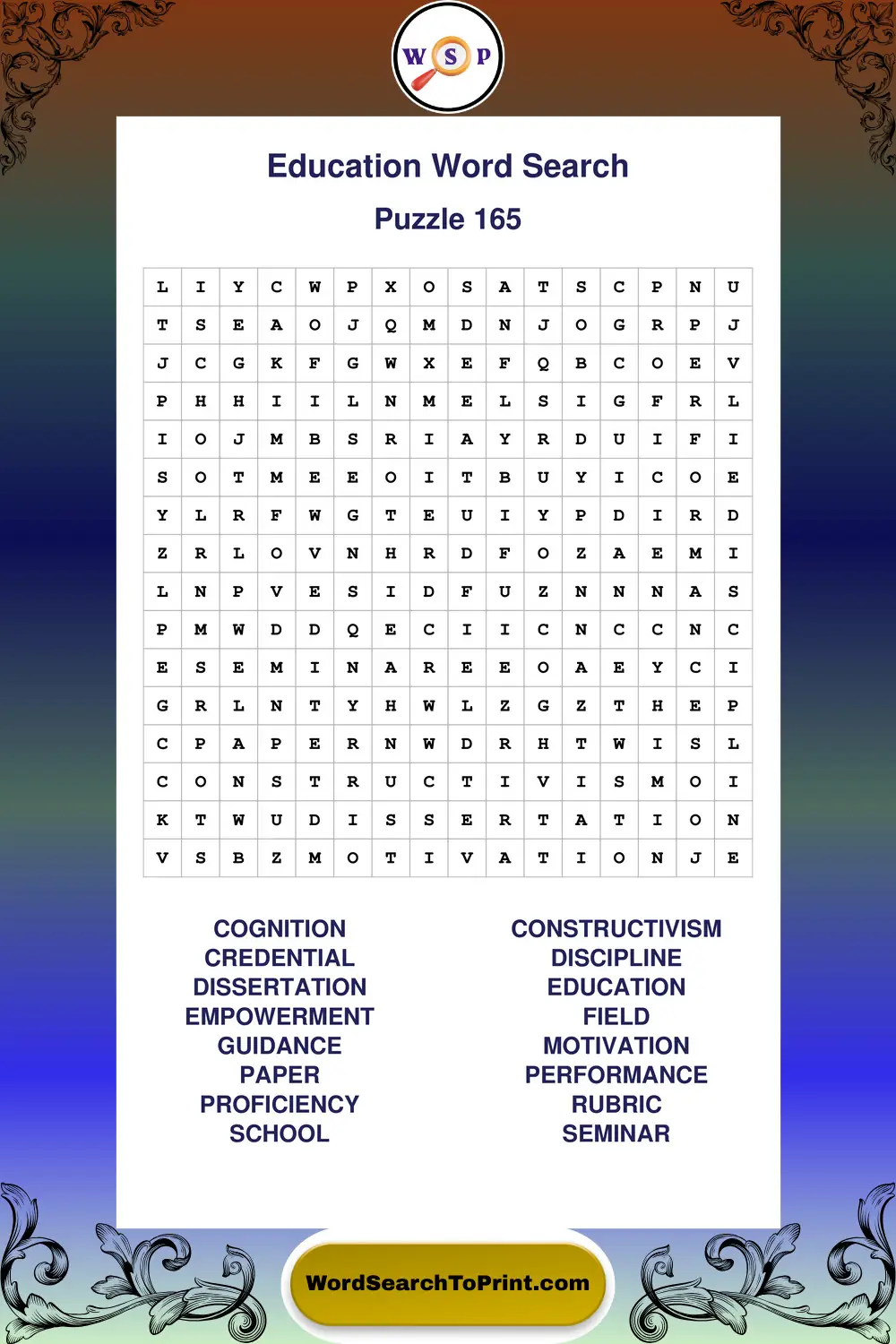 Education Word Search Puzzle 165