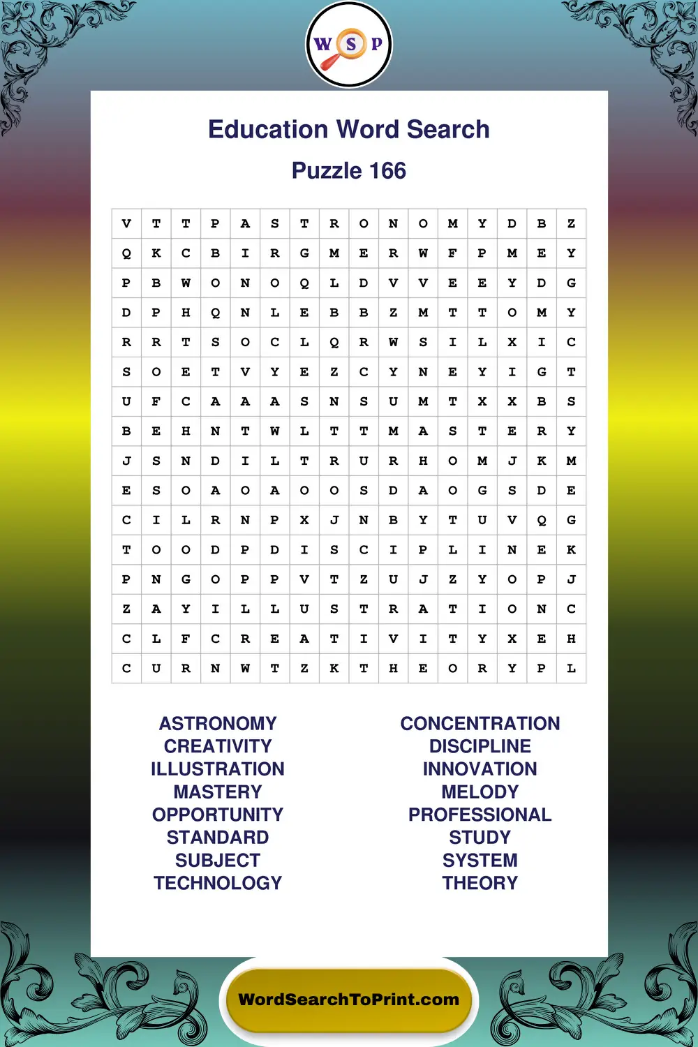 Education Word Search Puzzle 166