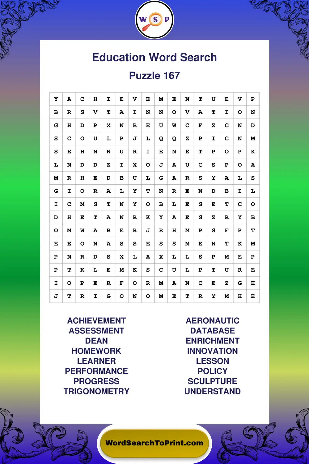 Education Word Search Puzzle 167