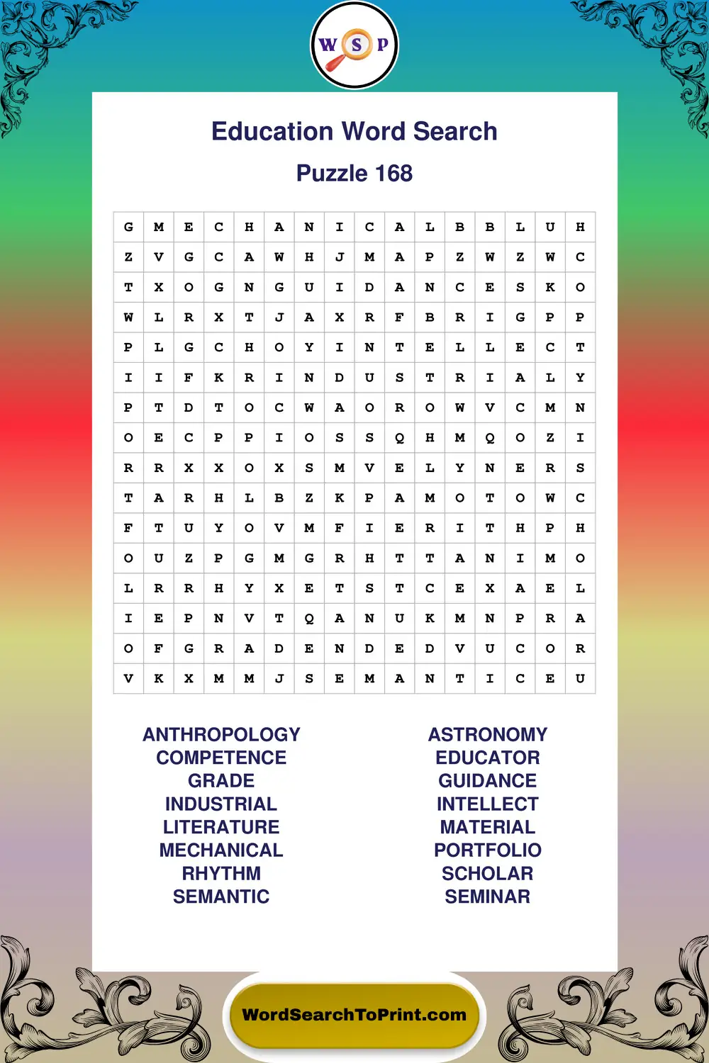 Education Word Search Puzzle 168