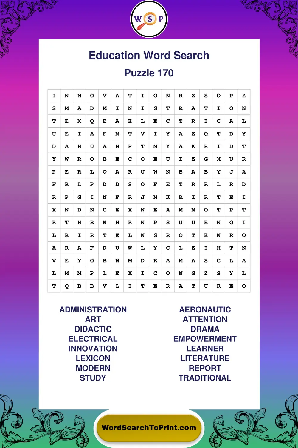 Education Word Search Puzzle 170
