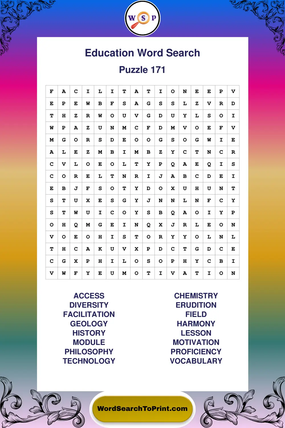 Education Word Search Puzzle 171