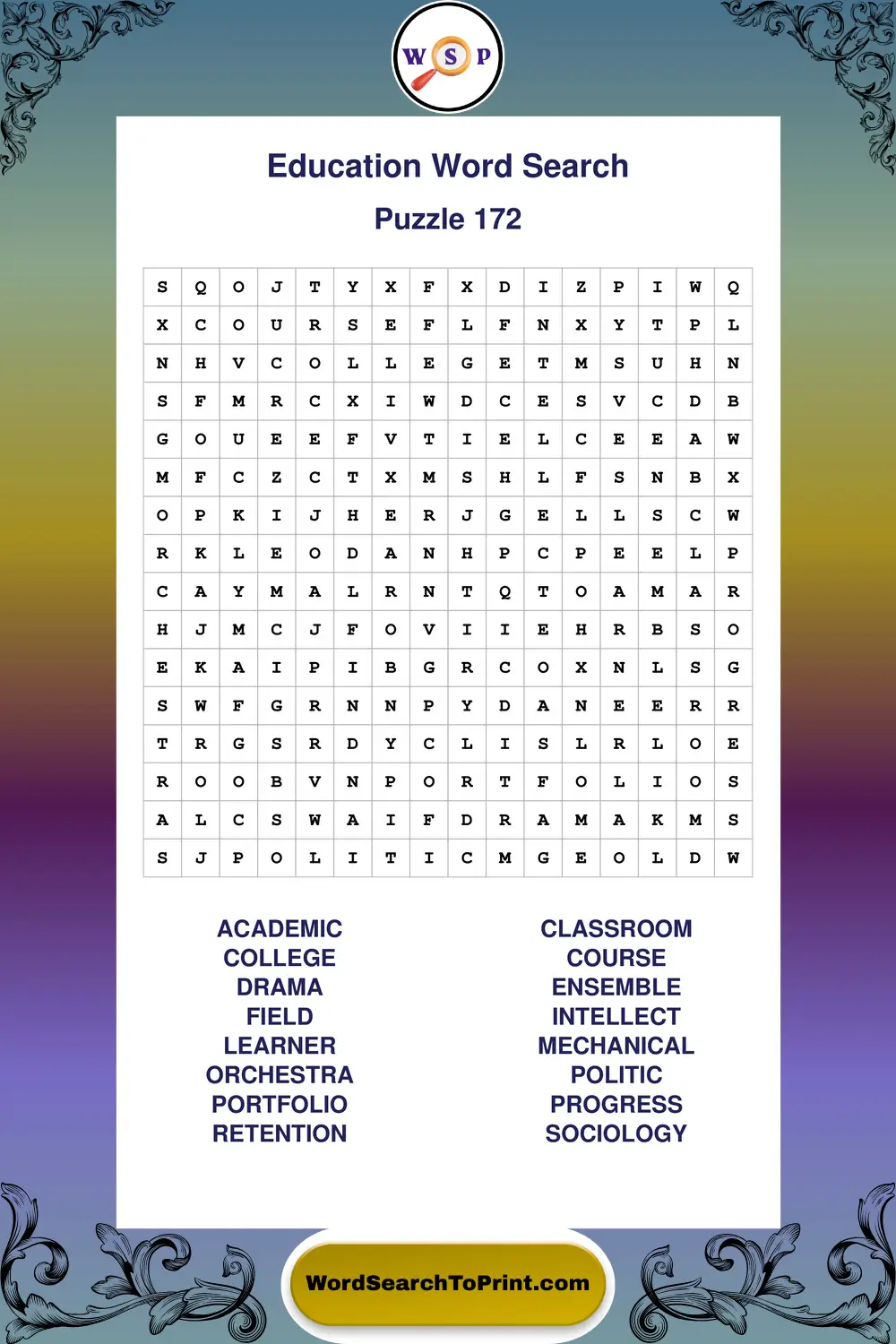 Education Word Search Puzzle 172