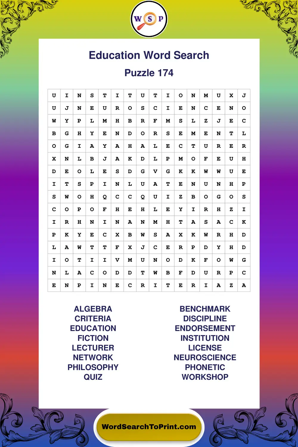 Education Word Search Puzzle 174