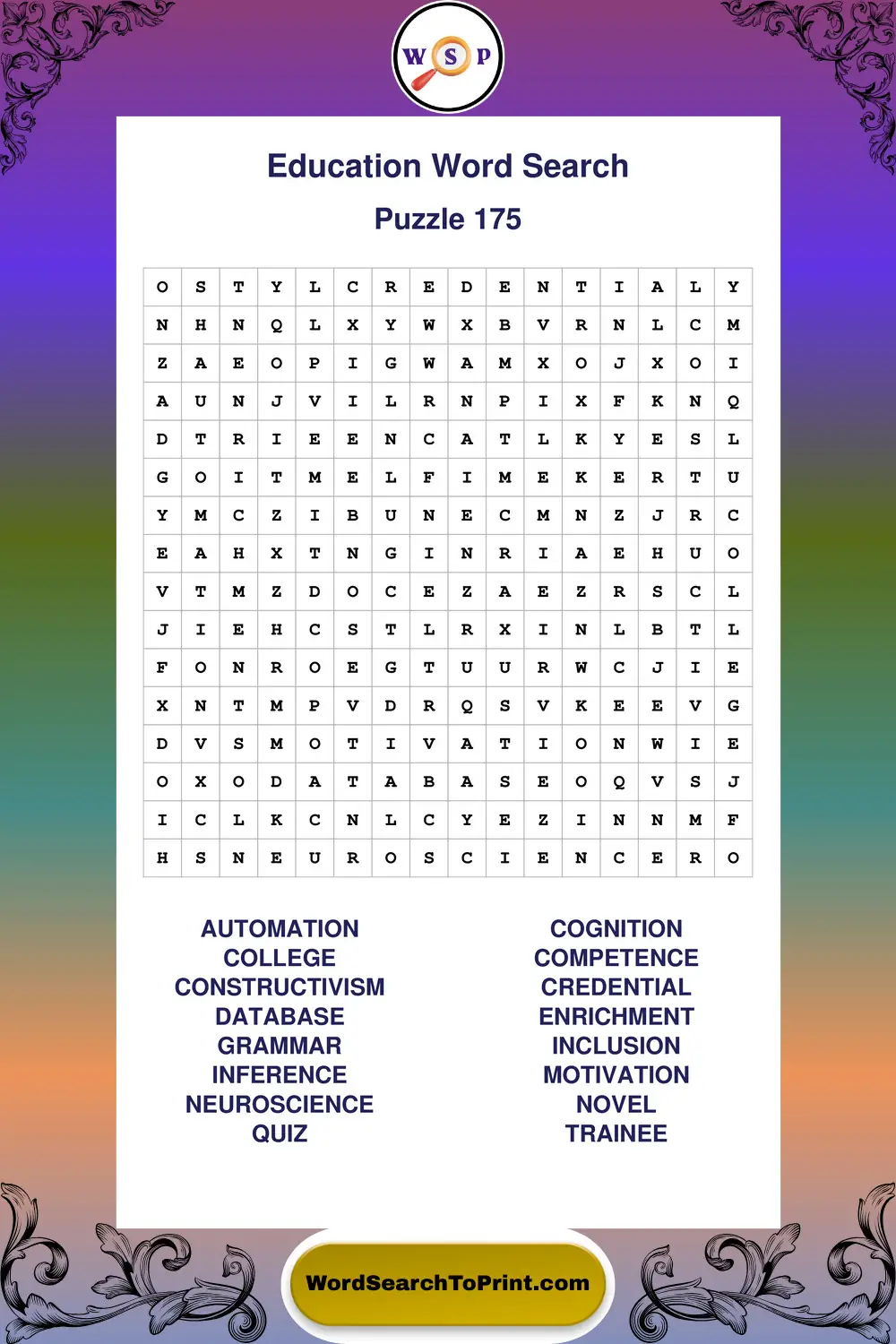 Education Word Search Puzzle 175