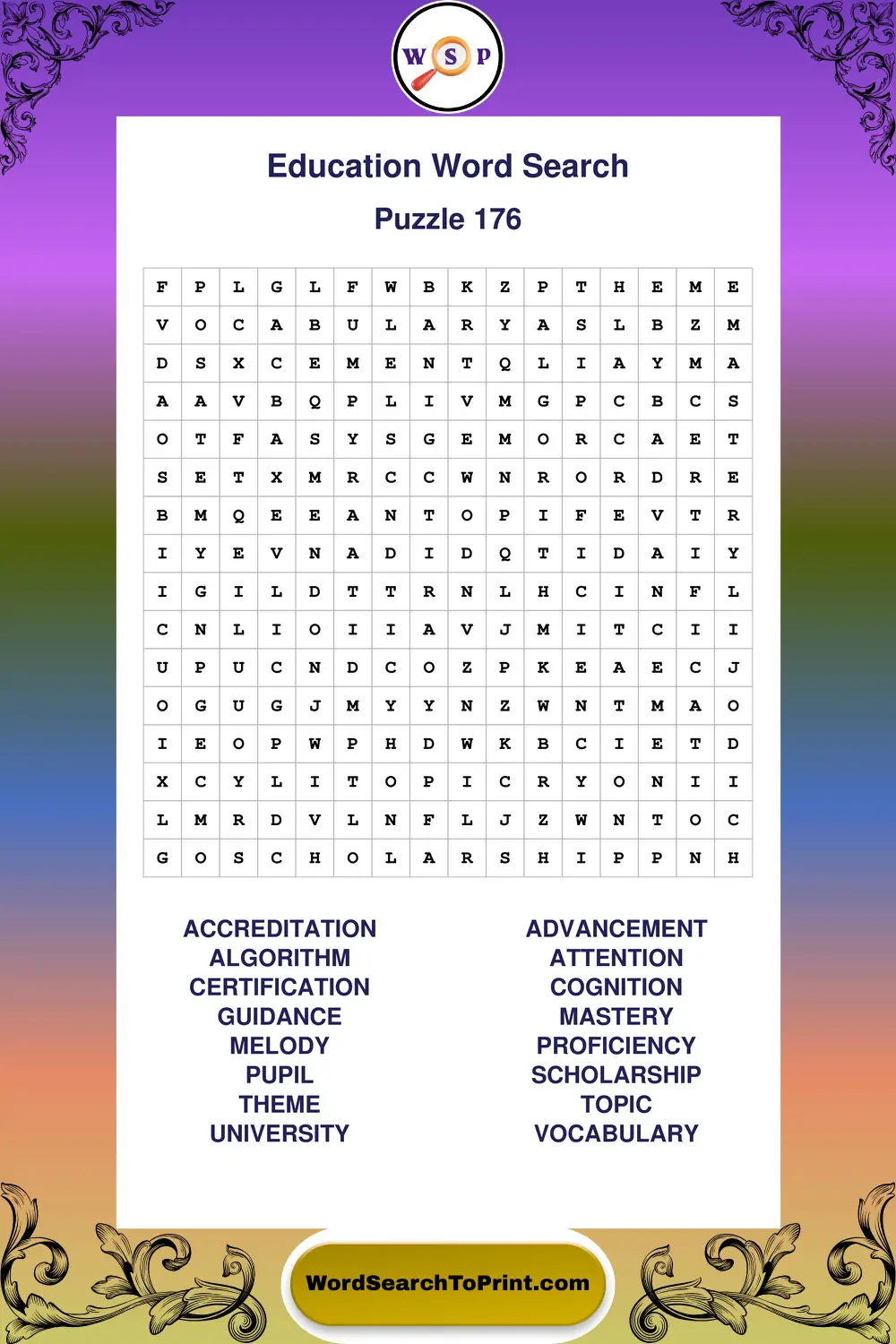 Education Word Search Puzzle 176