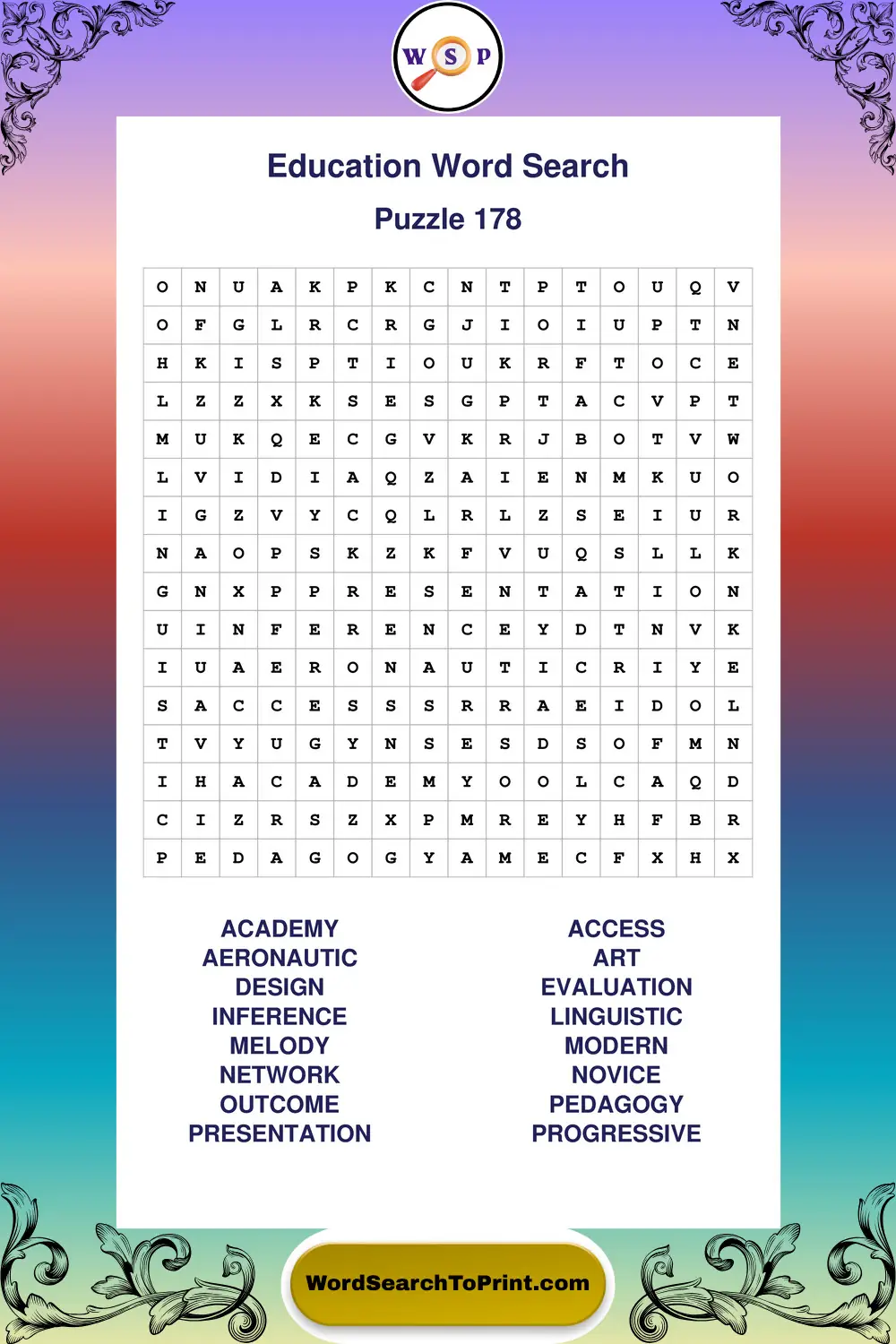 Education Word Search Puzzle 178
