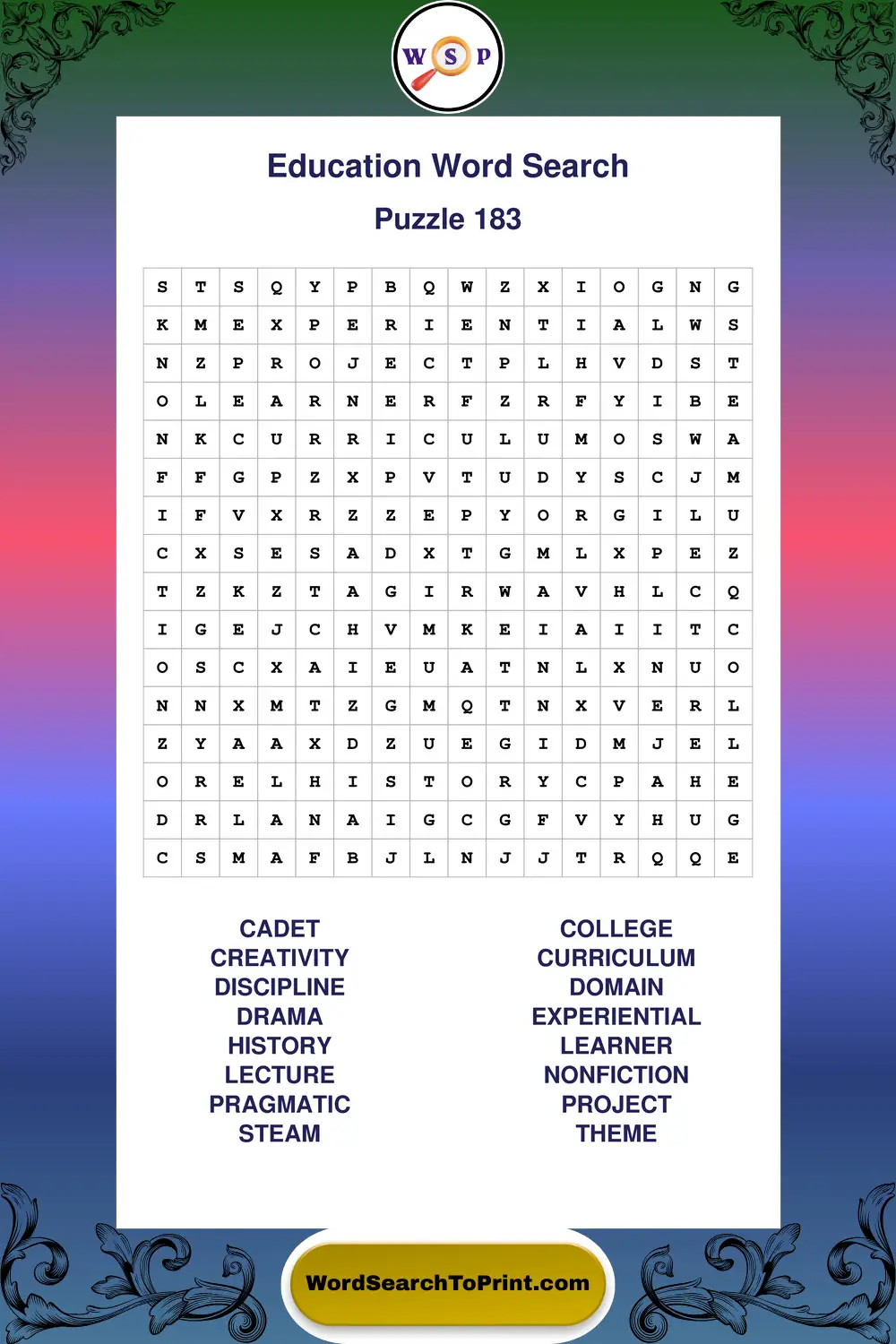 Education Word Search Puzzle 183