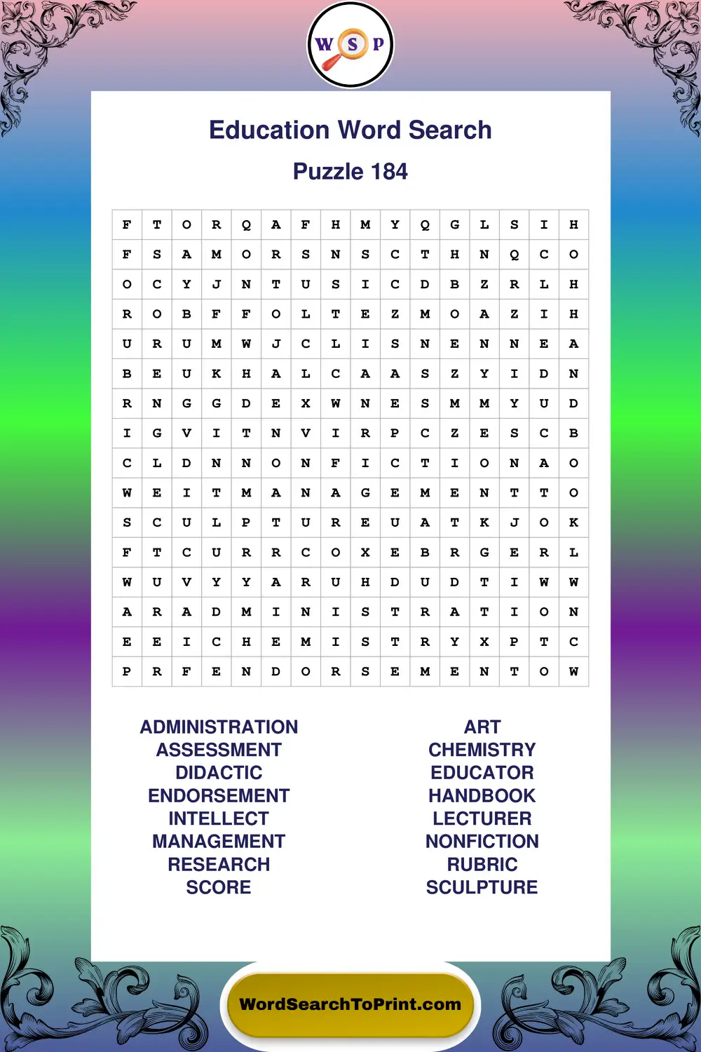 Education Word Search Puzzle 184