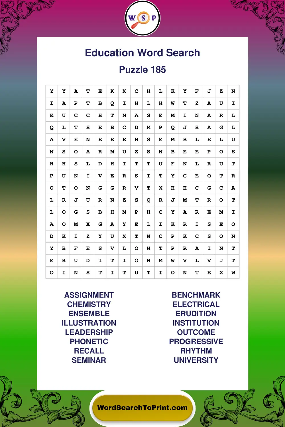 Education Word Search Puzzle 185