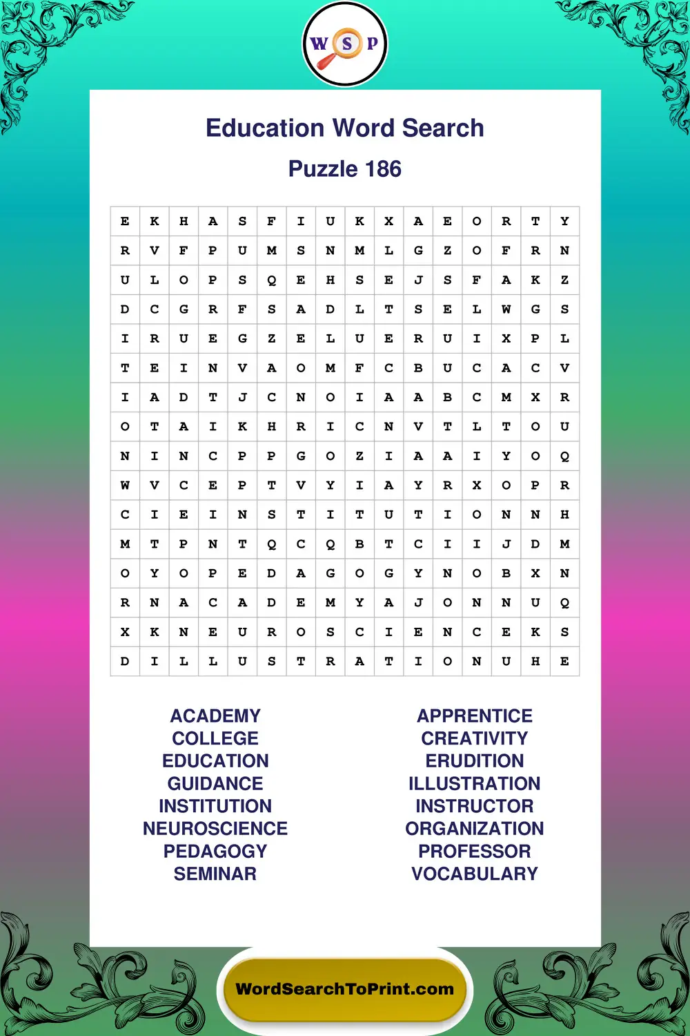 Education Word Search Puzzle 186