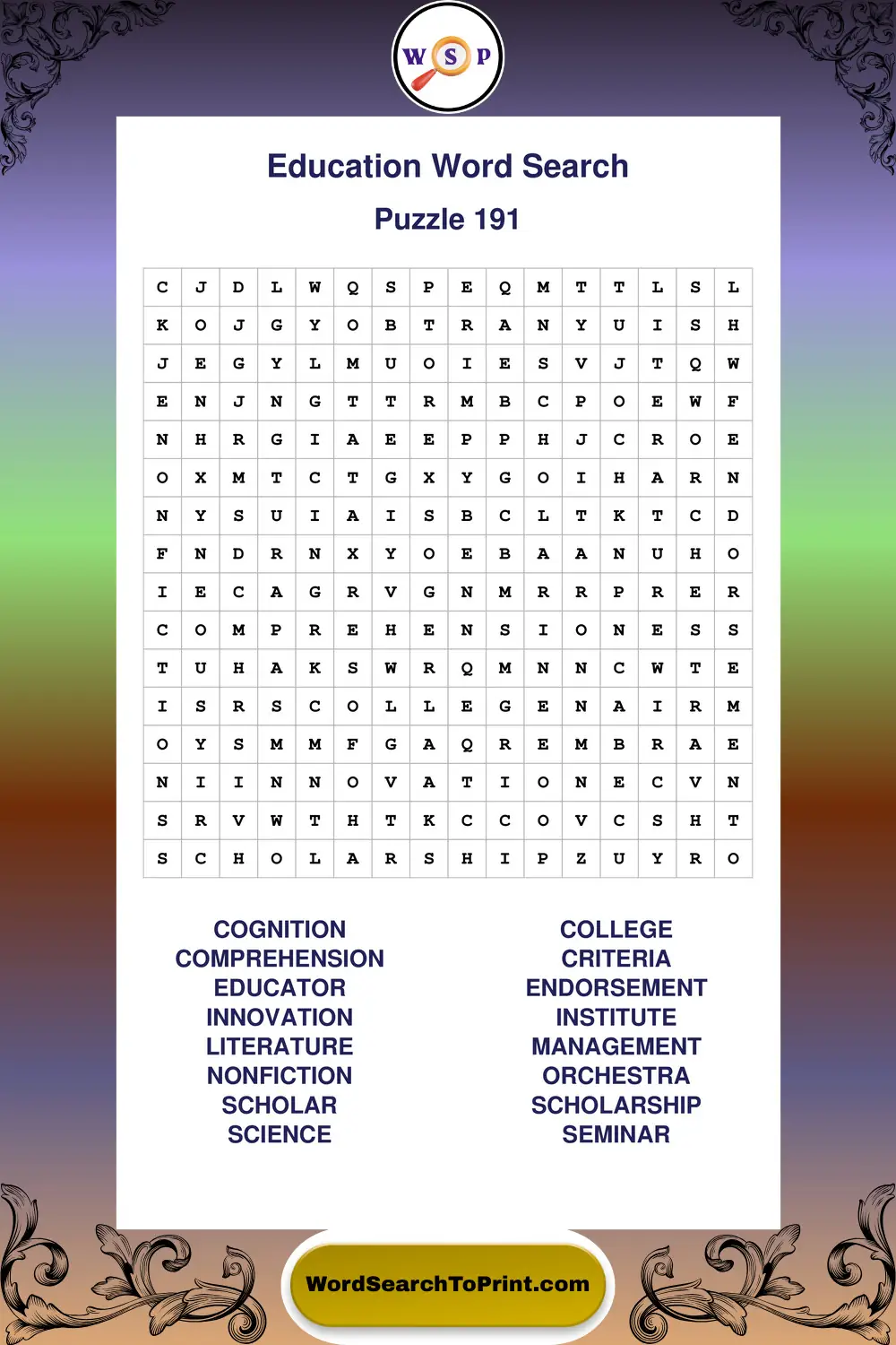 Education Word Search Puzzle 191