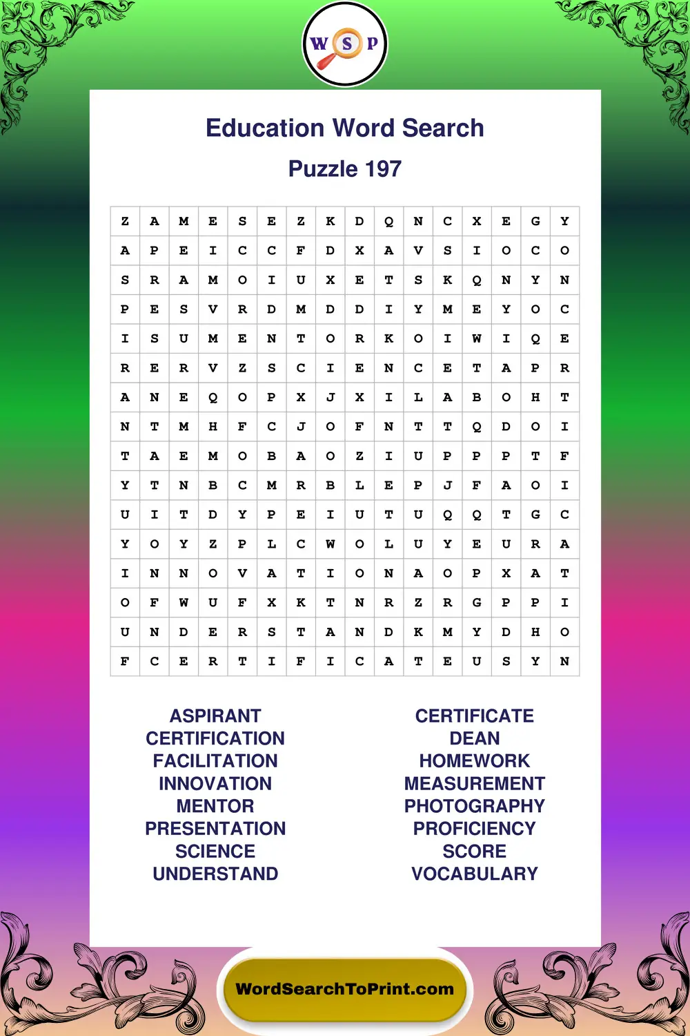 Education Word Search Puzzle 197
